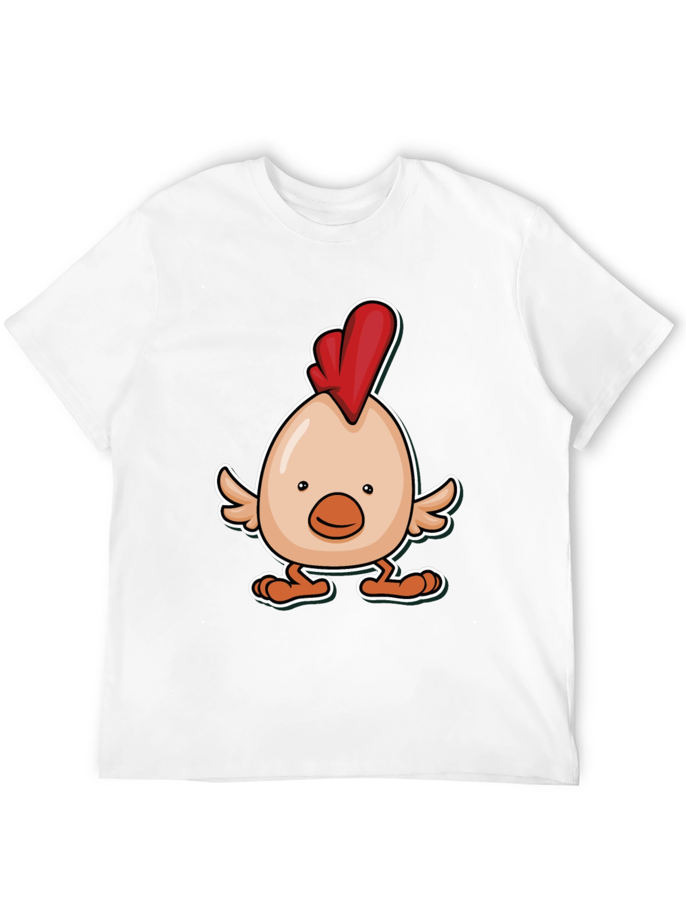 Black Cartoon Chicken Graphic Tee - Black Cotton Blend view 12