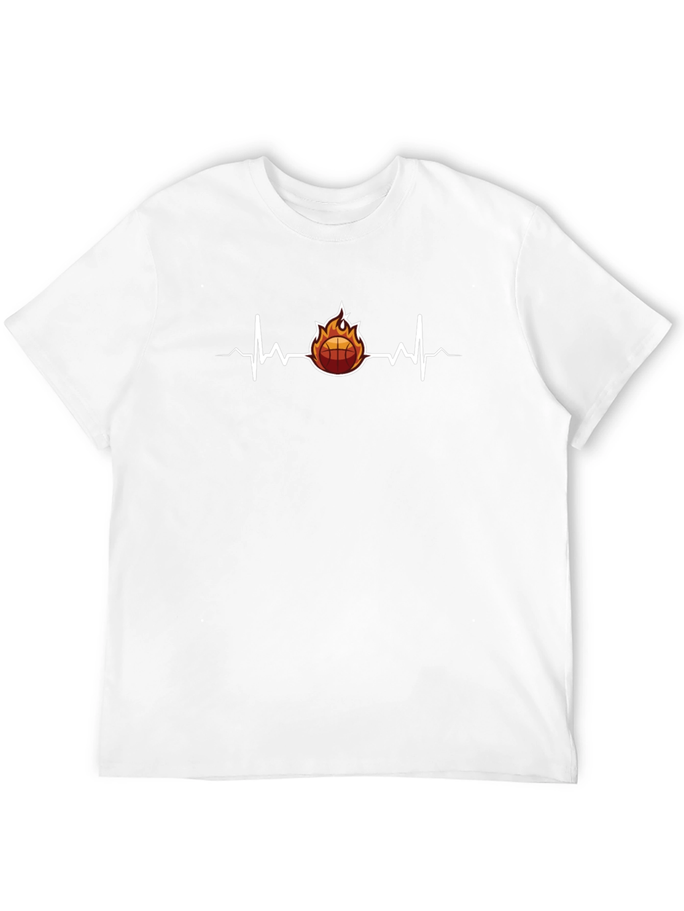 Black Fiery Basketball Heartbeat Graphic Tee view 12