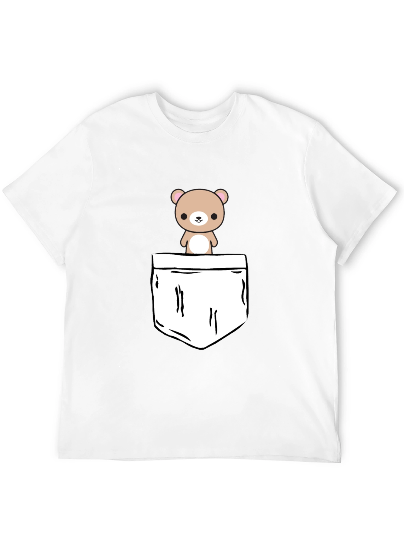Black Cute Bear Pocket Graphic T-Shirt view 12