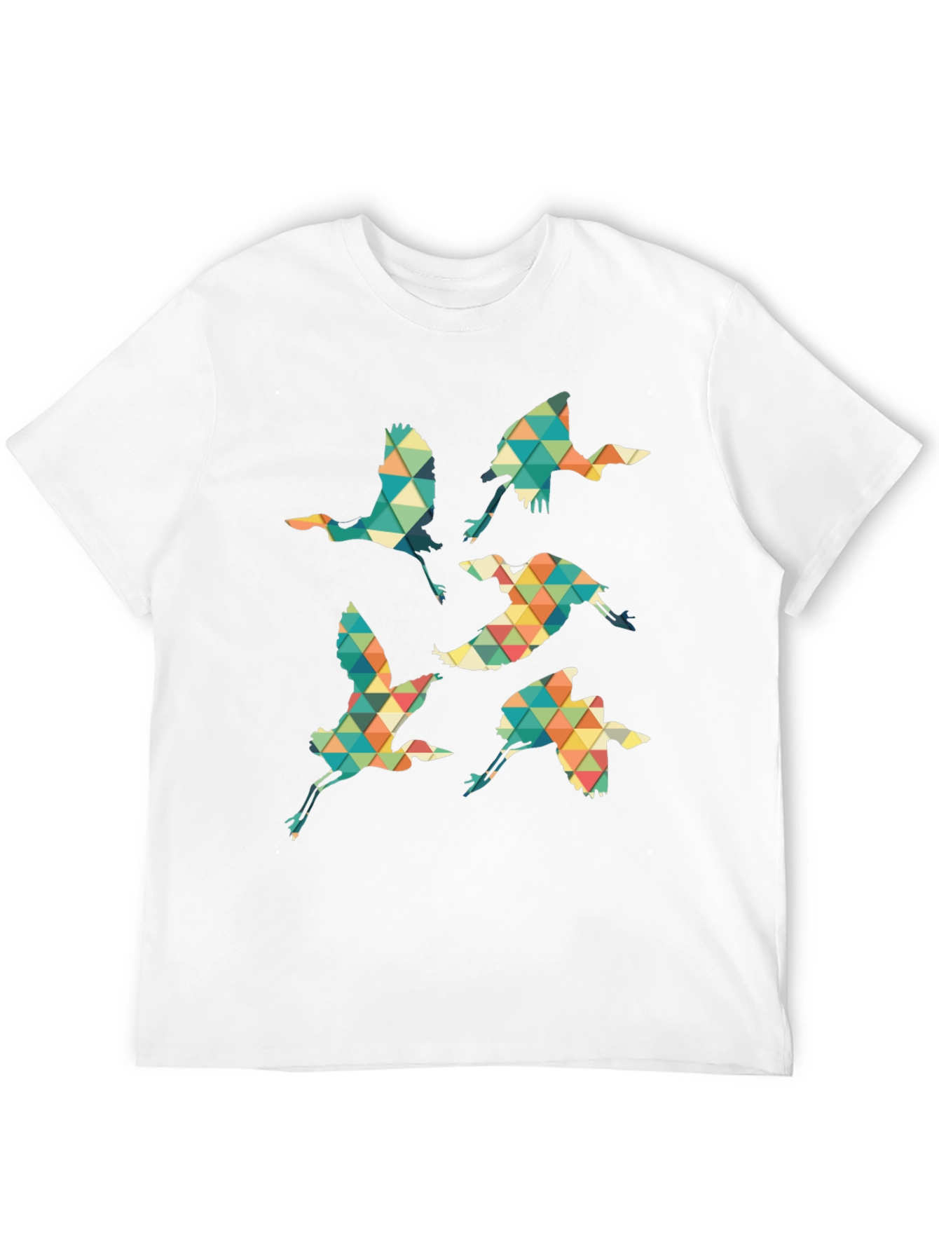 Black Geometric Crane Print Black T-Shirt view 12