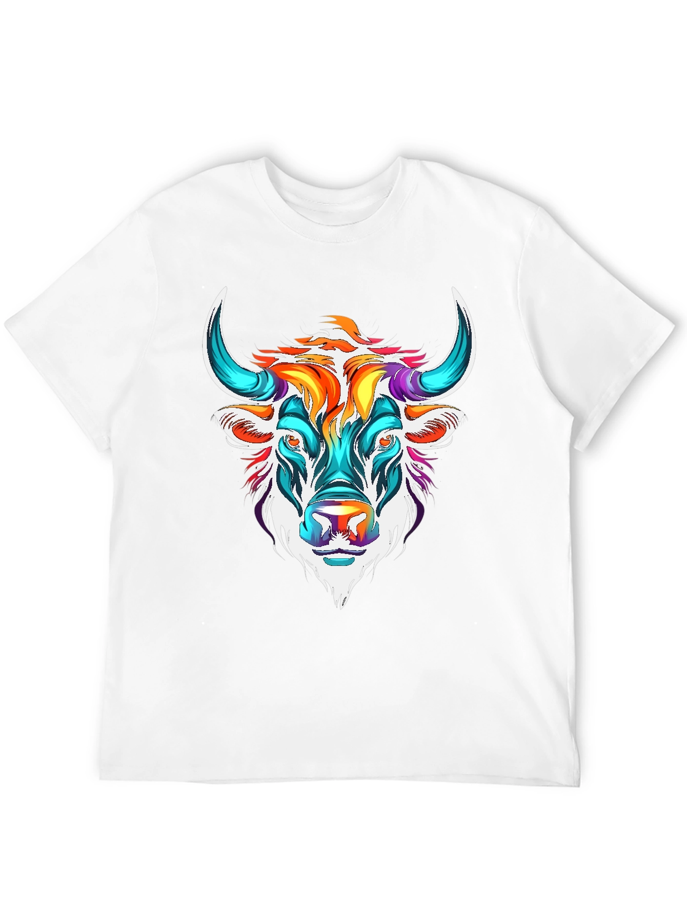 Black Colorful Bull Graphic Tee - Unisex T-Shirt view 12