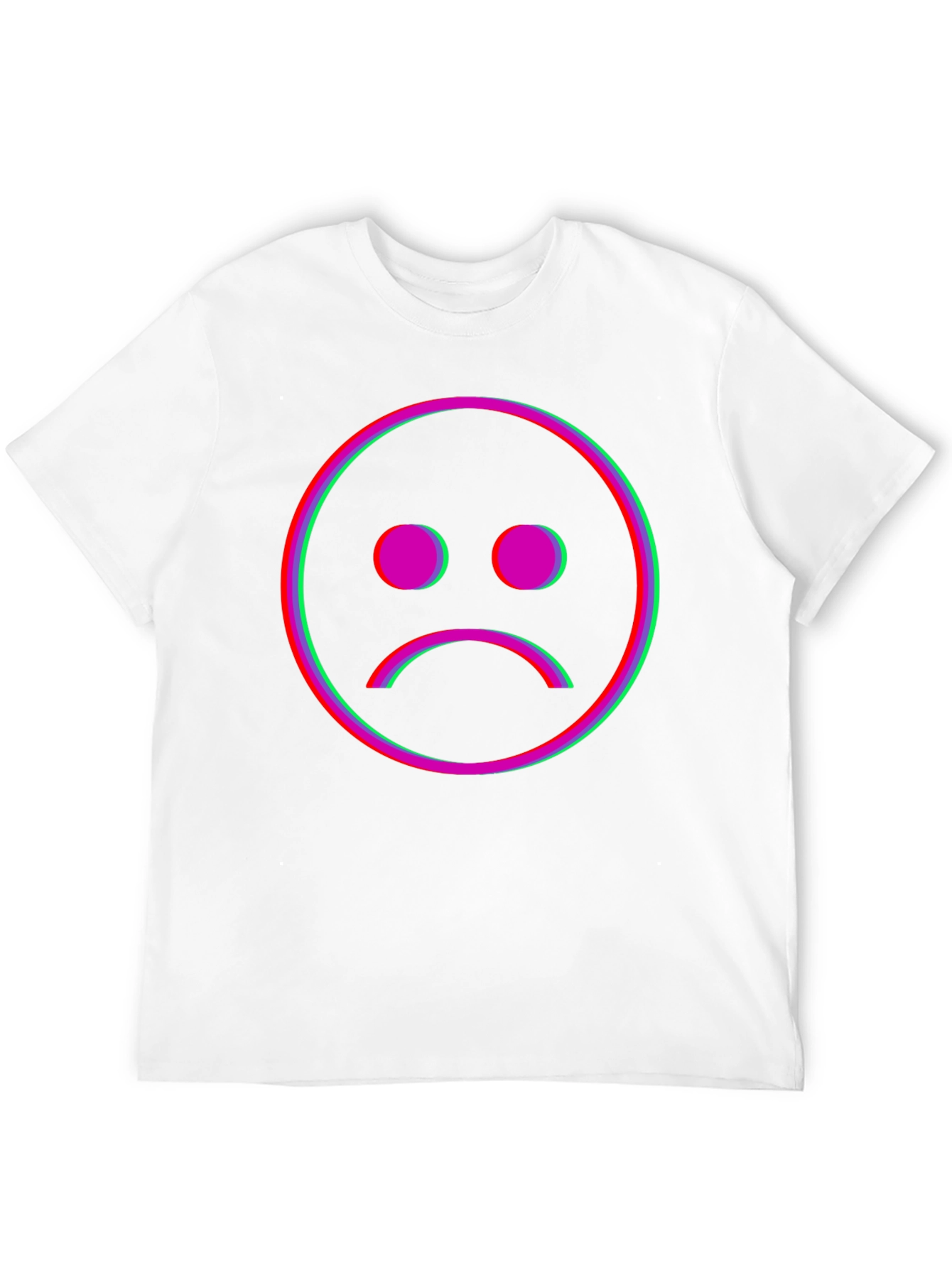 Black Sad Face Glitch Graphic Black T-Shirt view 12