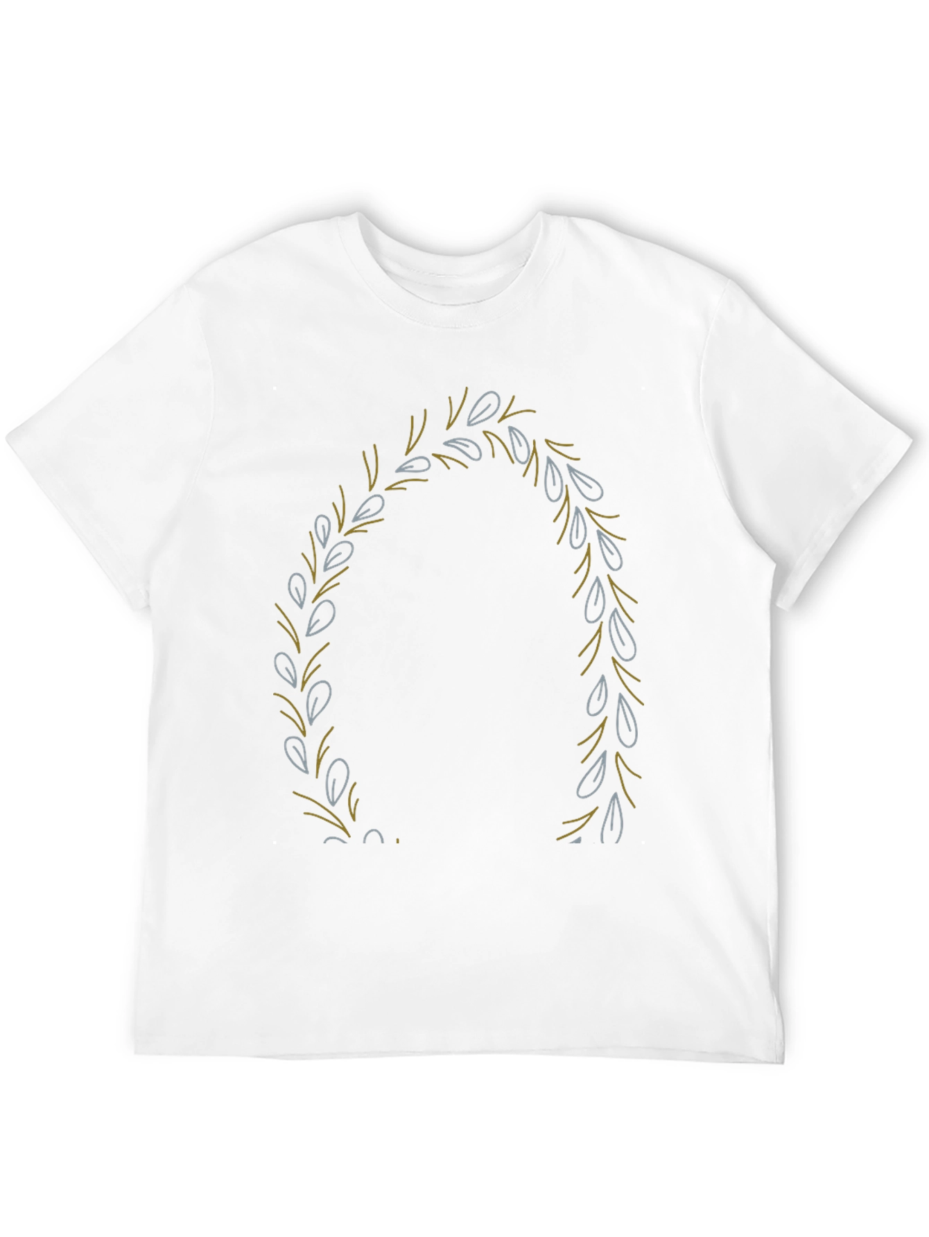 Black Men's Black T-Shirt with Leaf Wreath Design view 12