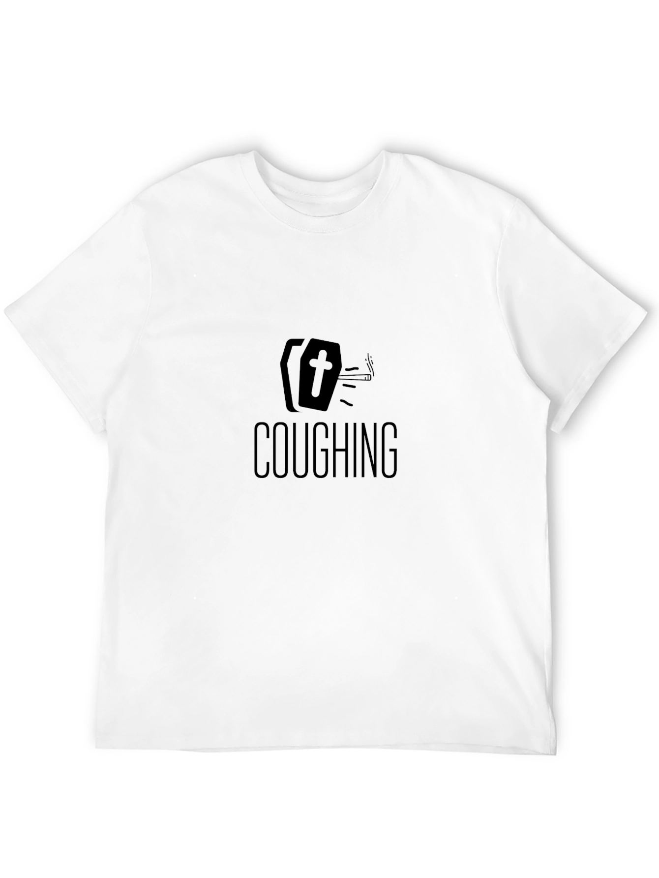 Black Coughing Coffin Graphic Tee - Humor Statement Shirt view 12