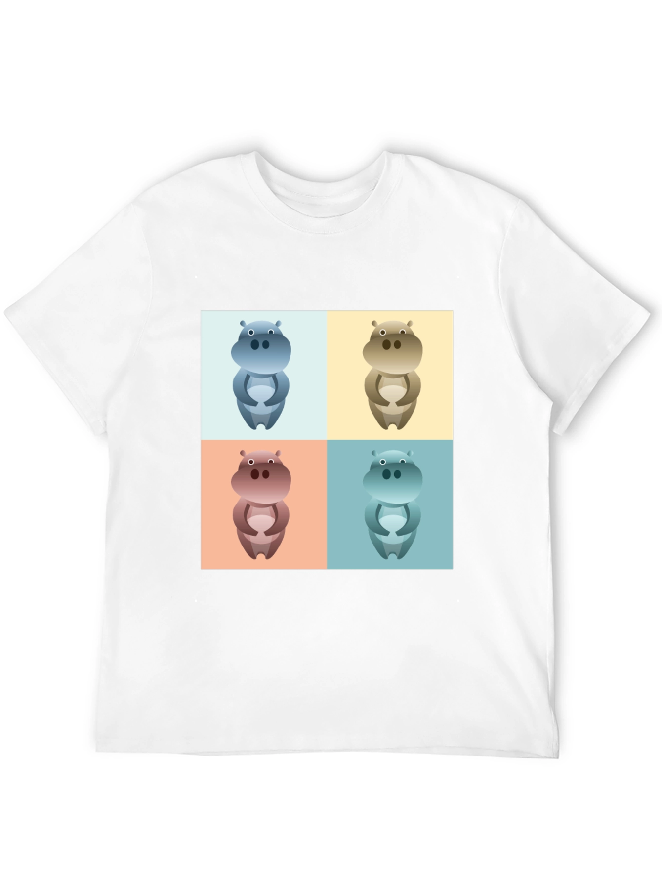 Black Hippo Pop Art Graphic Tee - Black Cotton T-Shirt view 12