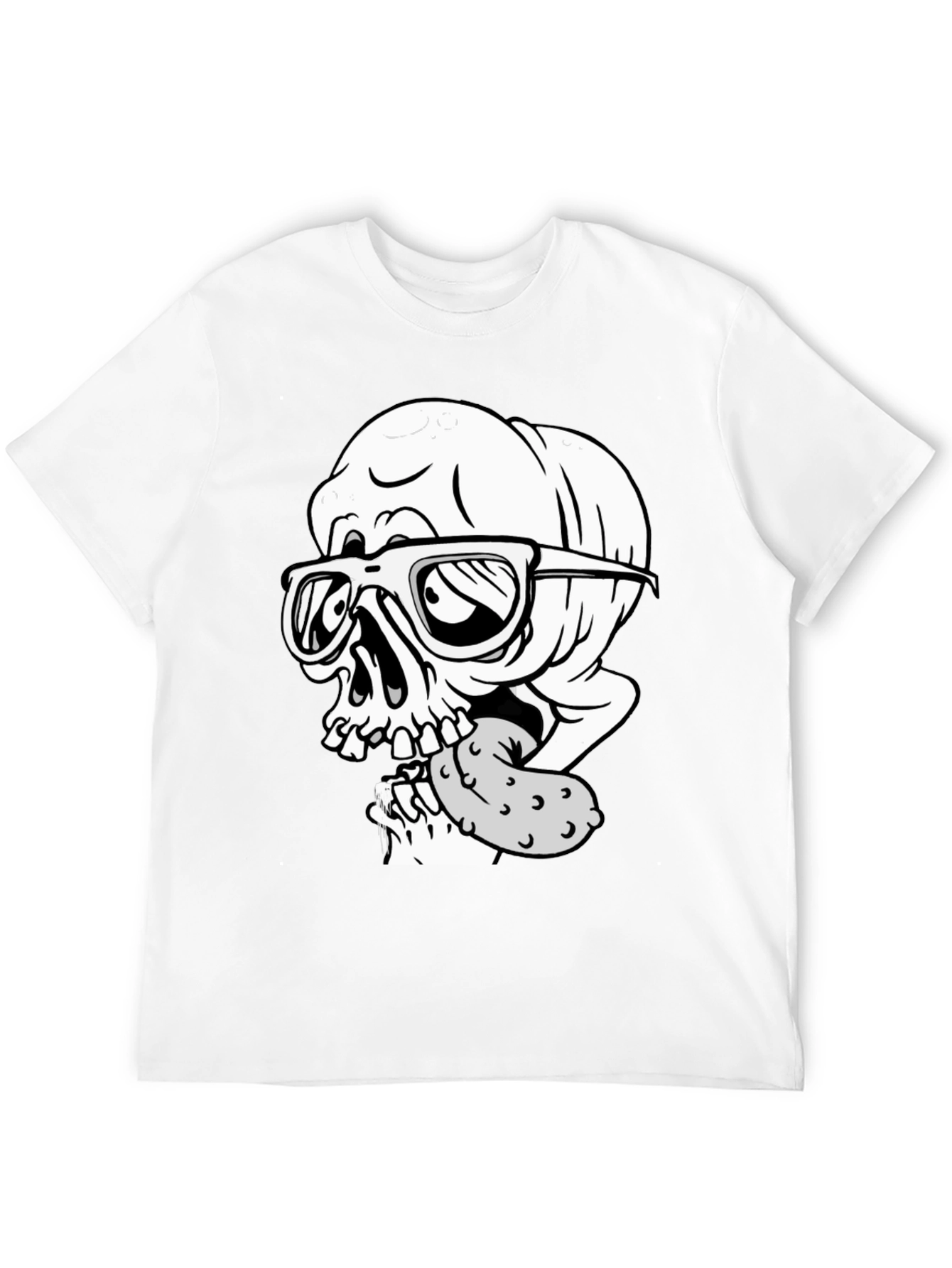 Black Skull with Pickle Graphic Tee view 12