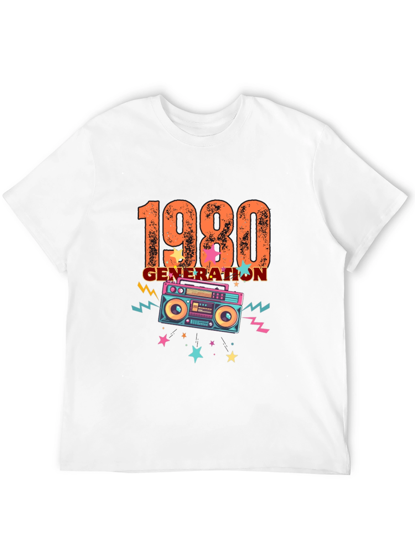 Black Retro 1980s Generation Boombox Graphic T-Shirt view 12