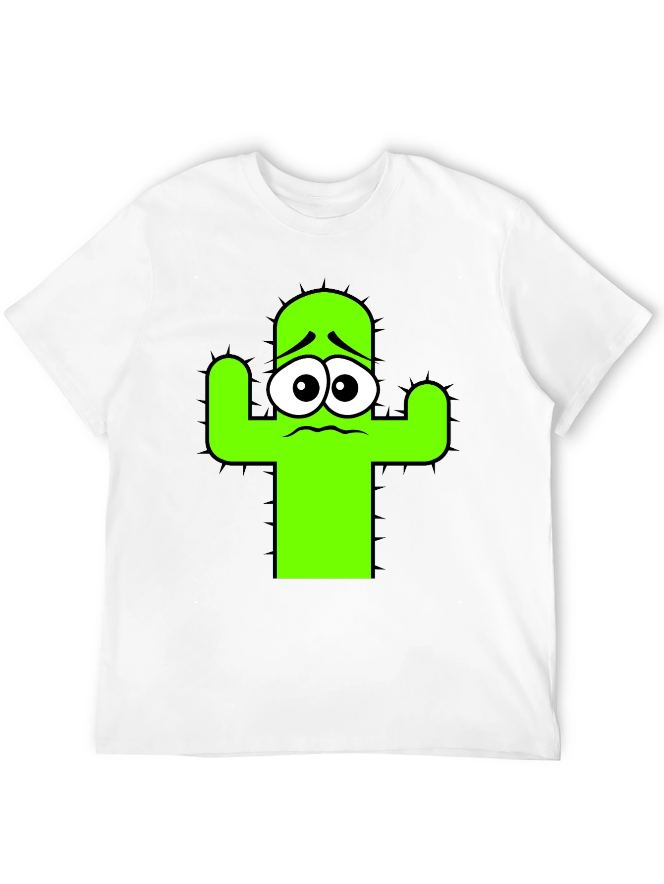 Sad Cactus Graphic Tee - Black Cotton T-Shirt - 12