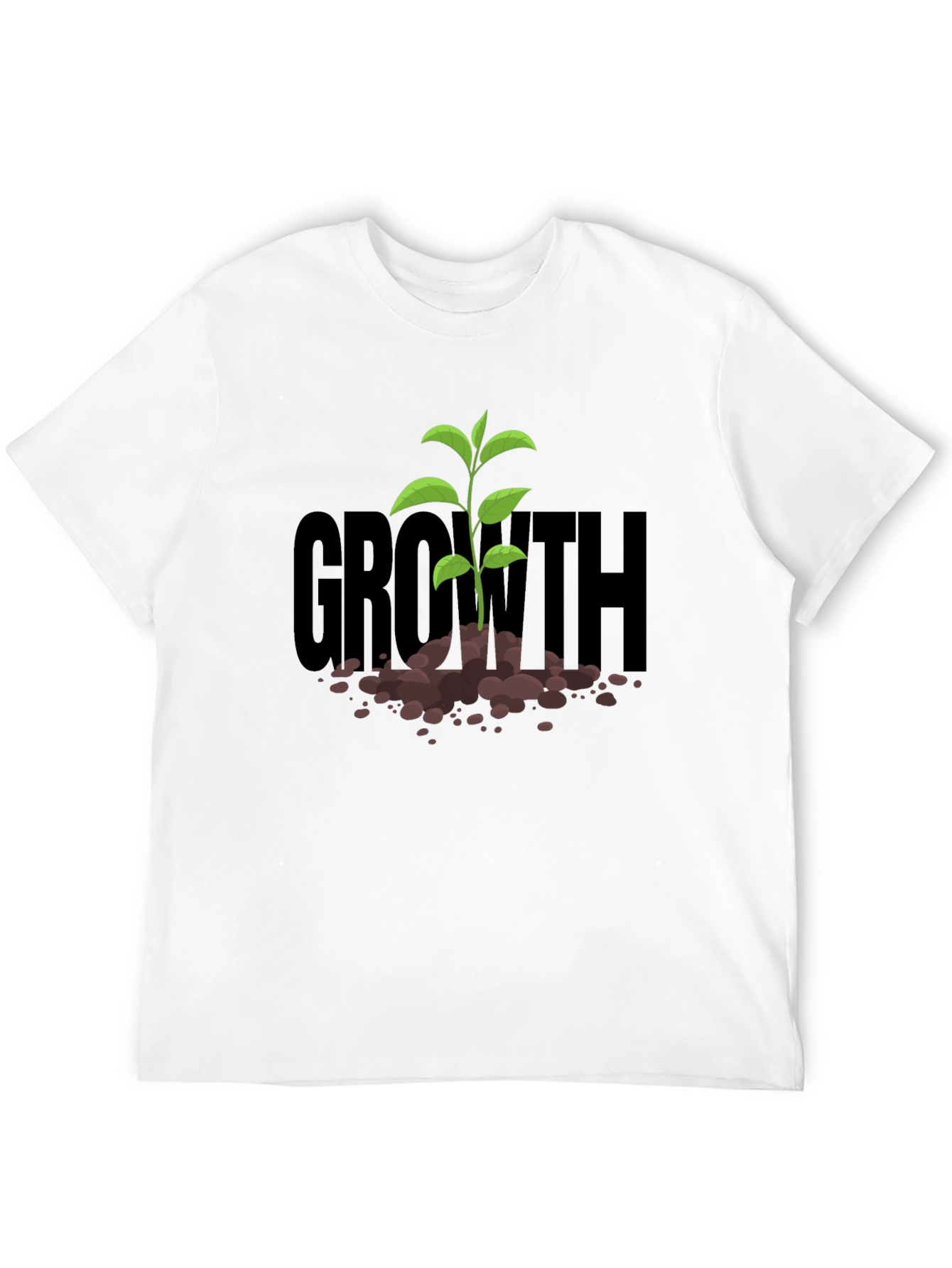 Black Growth Sprout T-Shirt - Black Cotton Tee view 12