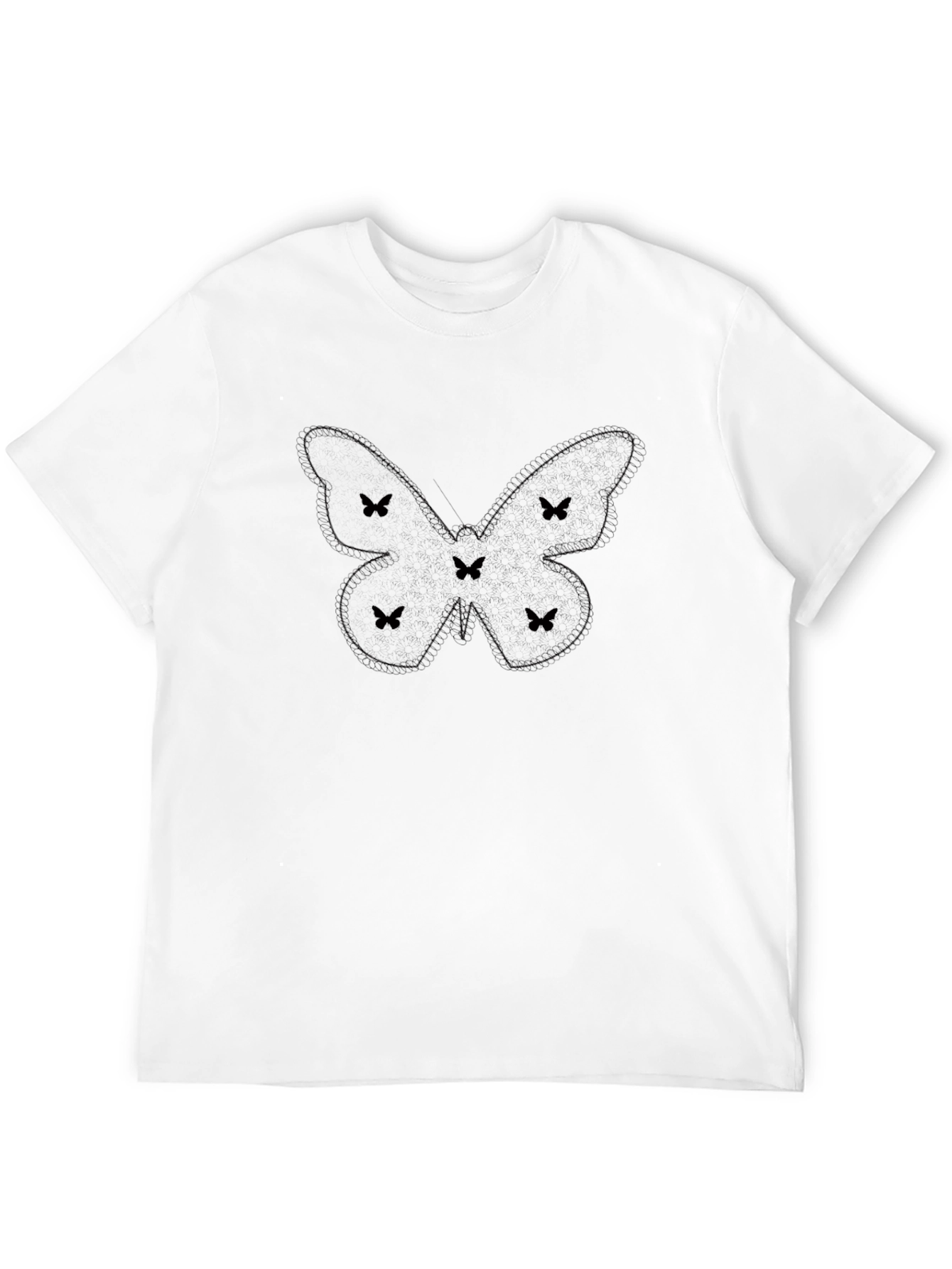 Black Butterfly Graphic Print Black T-Shirt for Men view 12