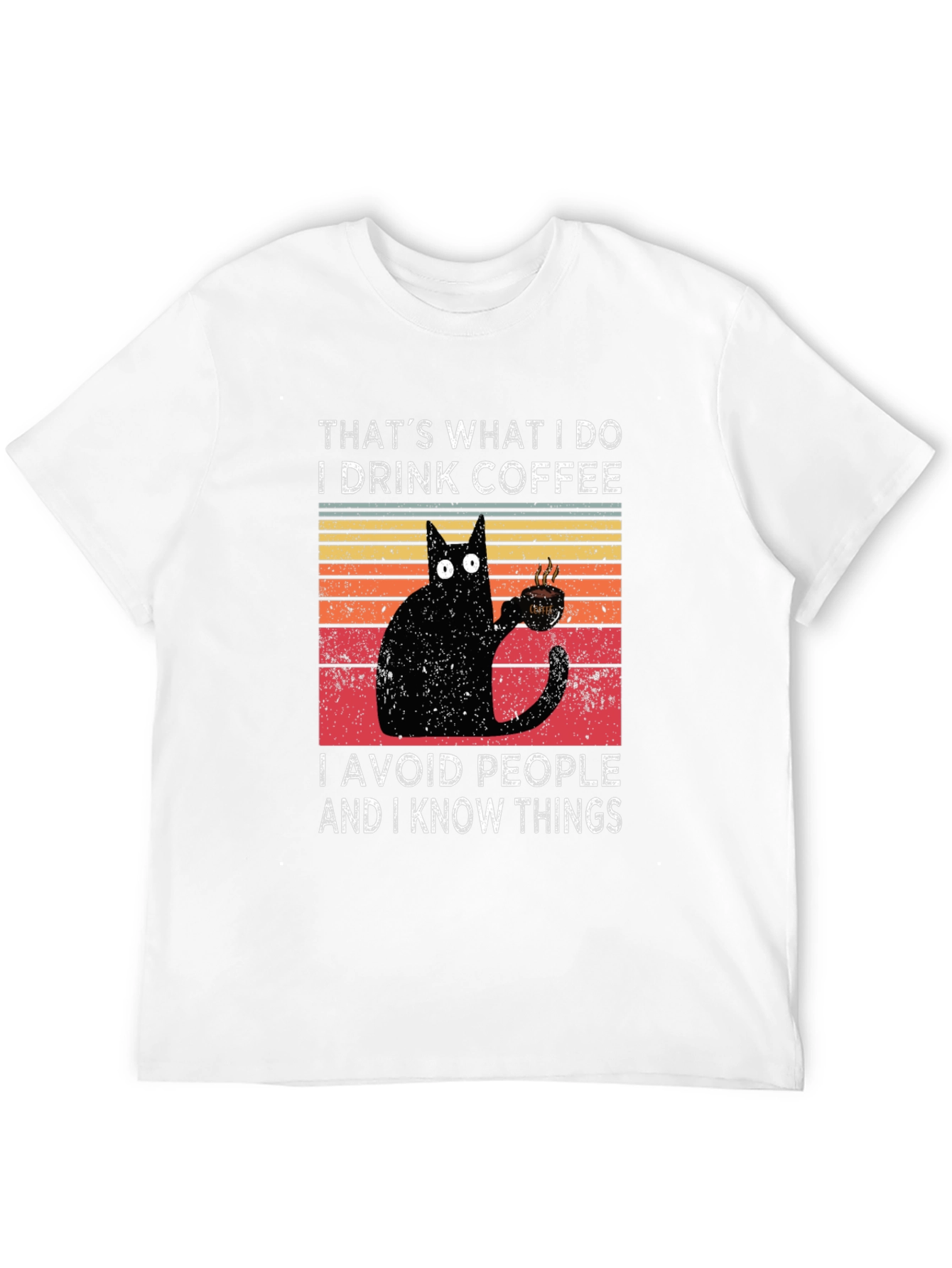 Black Coffee Cat T-Shirt - I Drink Coffee, Avoid People view 12