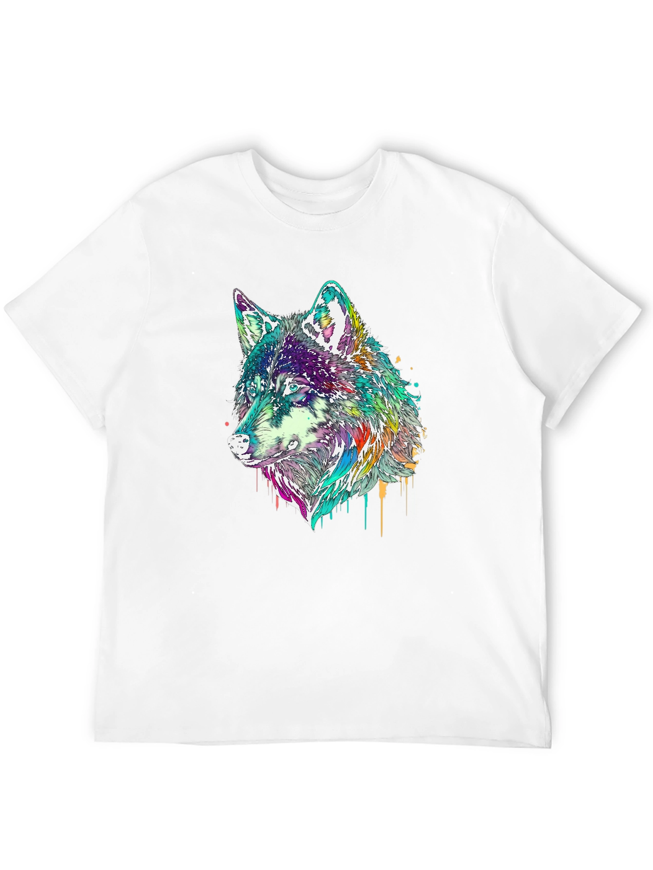 Black Wolf Graphic Tee - Colorful Animal Print view 12