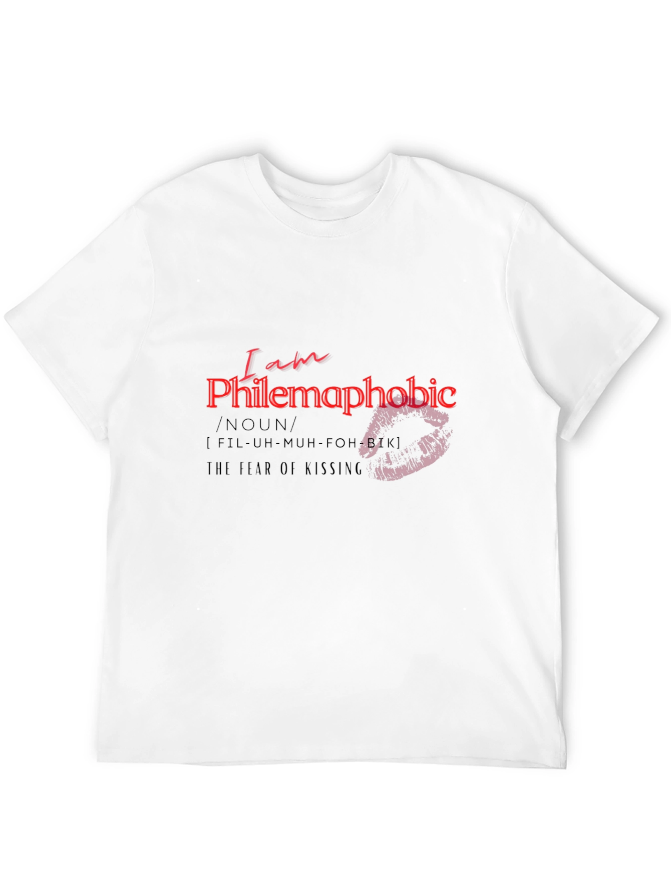Black Philemaphobic T-Shirt: Fear of Kissing Novelty Tee view 12