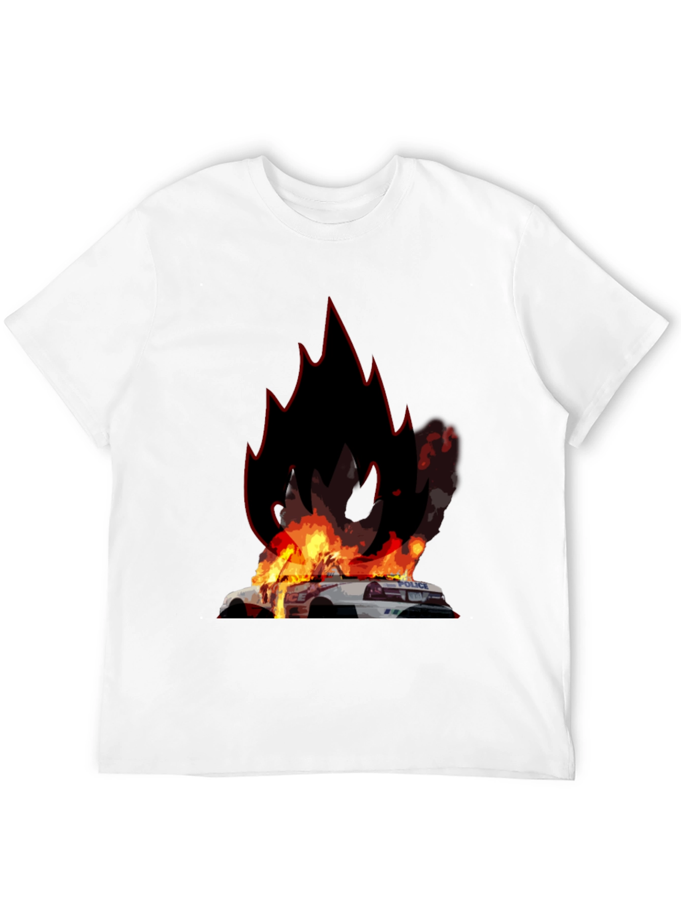 Black Burning Police Car T-Shirt - Bold Graphic Tee view 12