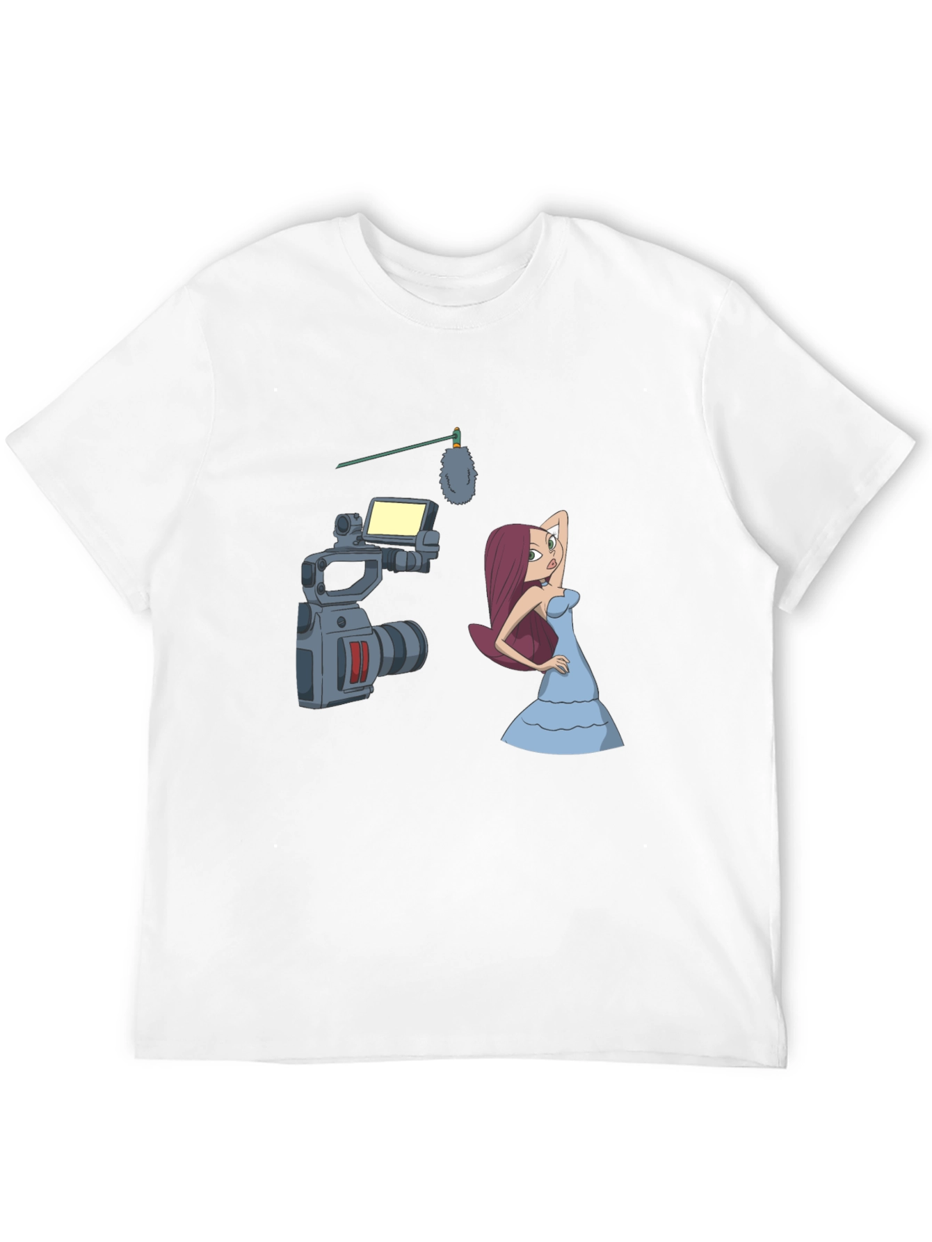 Black Cartoon Film Shoot T-Shirt - Black Cotton Blend view 12