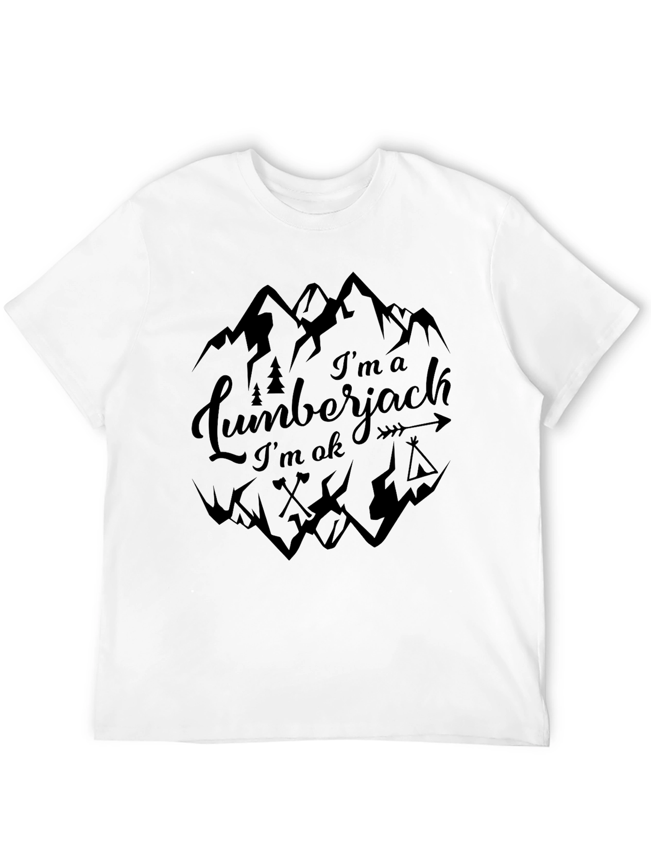 Black Lumberjack Graphic T-Shirt - Mountain Design view 12