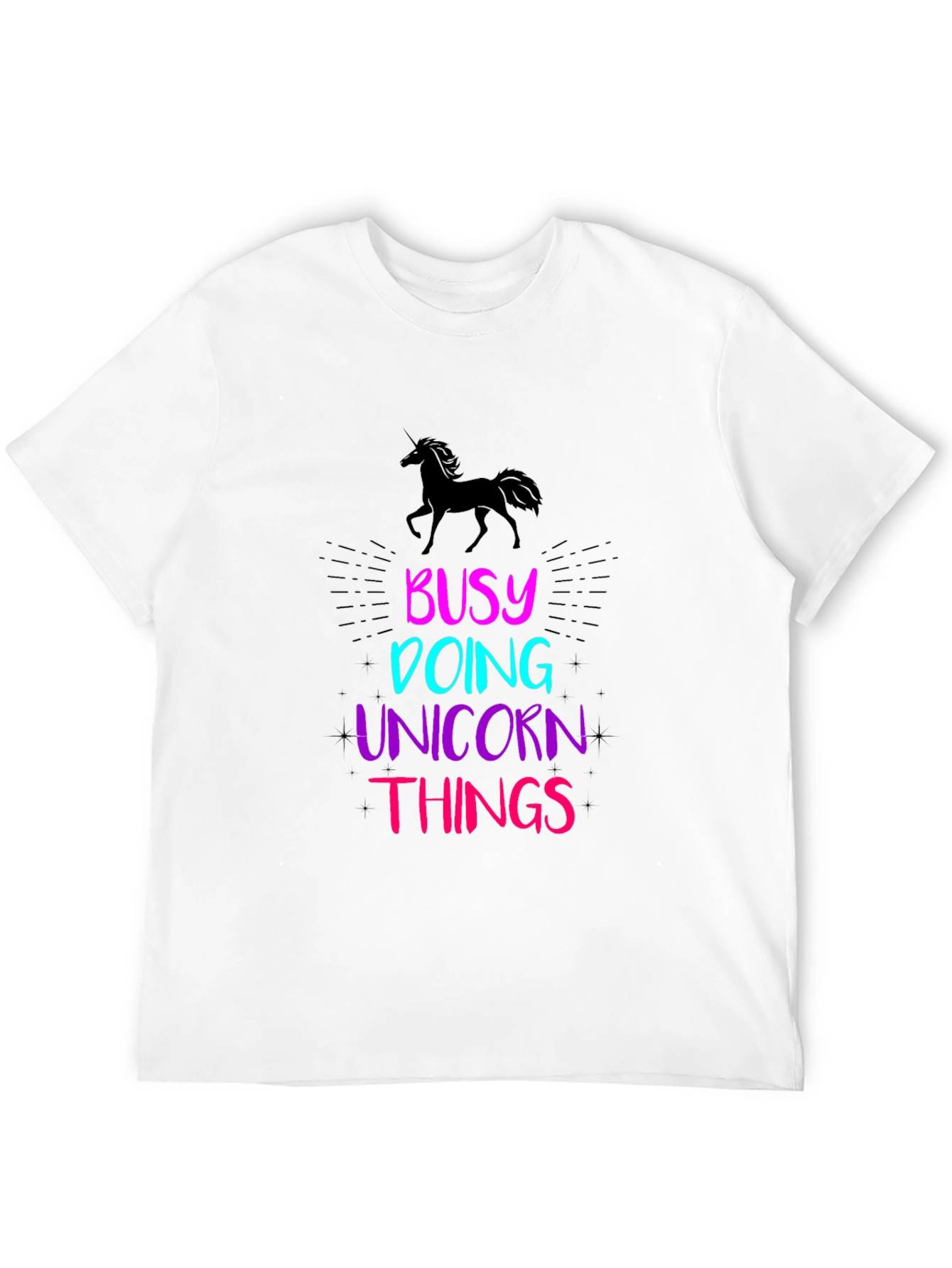 Black Busy Doing Unicorn Things Graphic Tee view 12