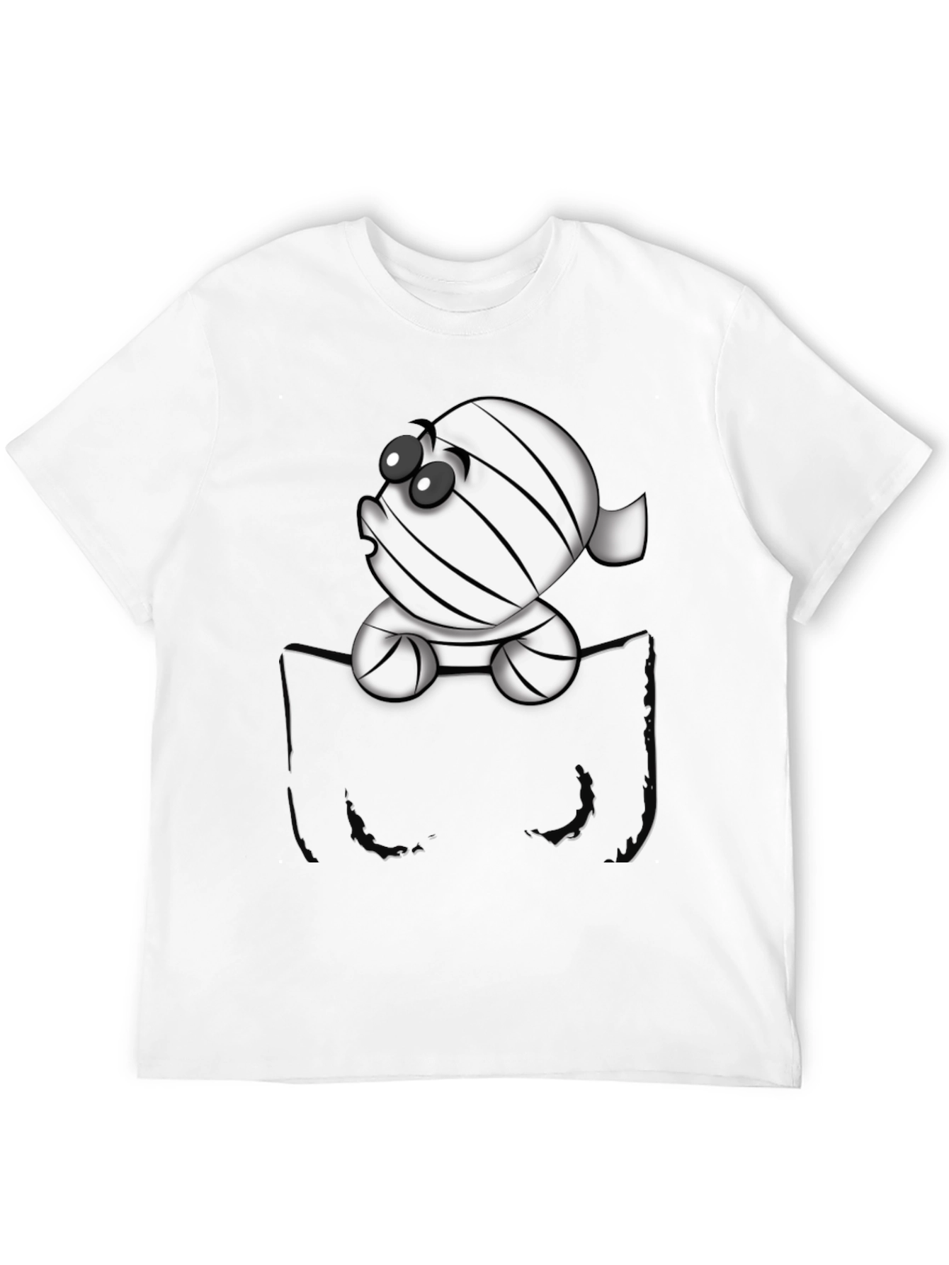 Black Cute Cartoon Mummy in Pocket T-Shirt view 12