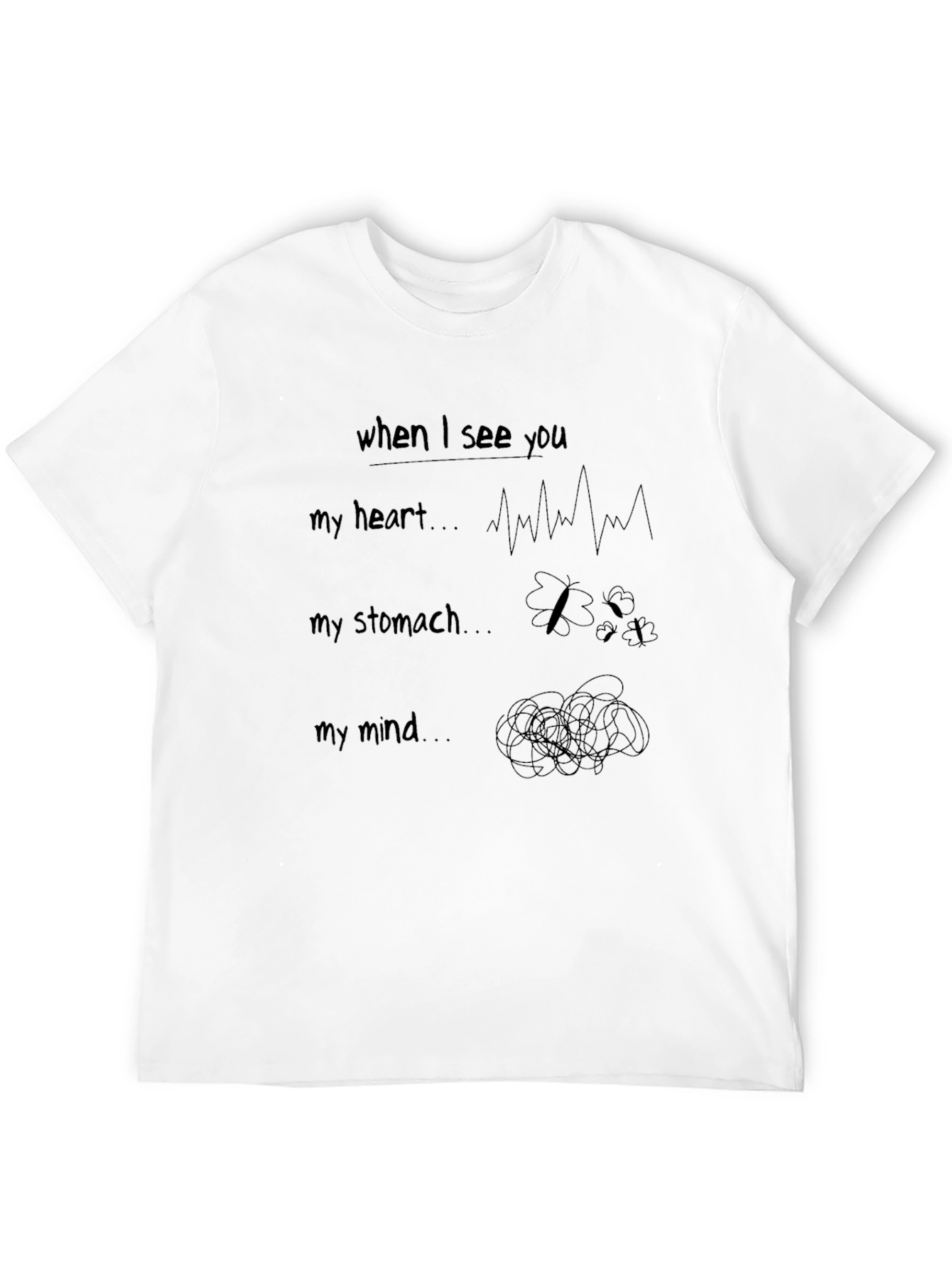 Black When I See You Graphic Tee - Heart, Stomach, Mind view 12