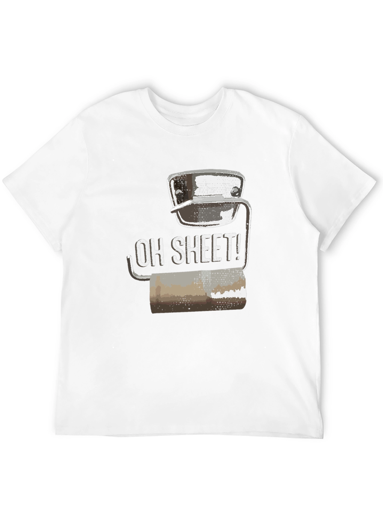 Black Humorous 'Oh Sheet!' Toilet Paper T-Shirt view 12