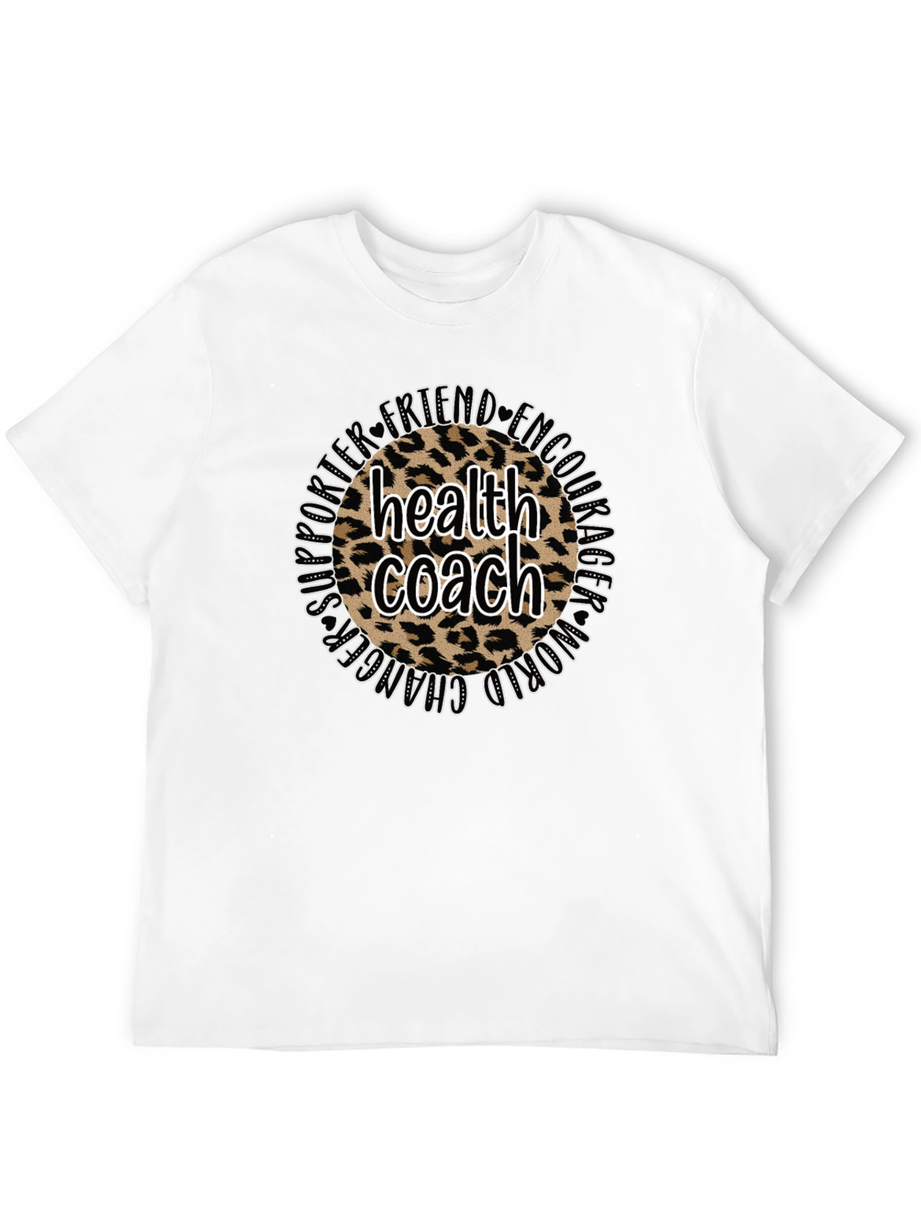 Black Health Coach Leopard Print T-Shirt view 12