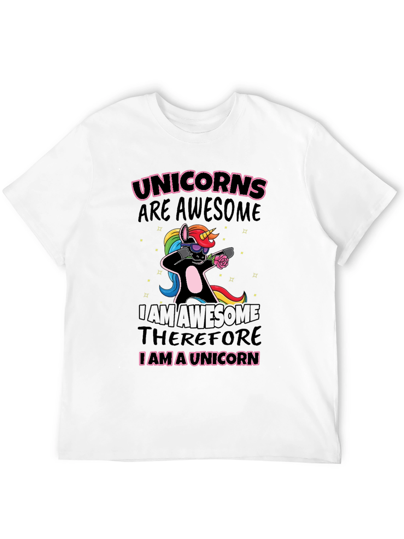 Unicorns Are Awesome Black Graphic T-Shirt - 12