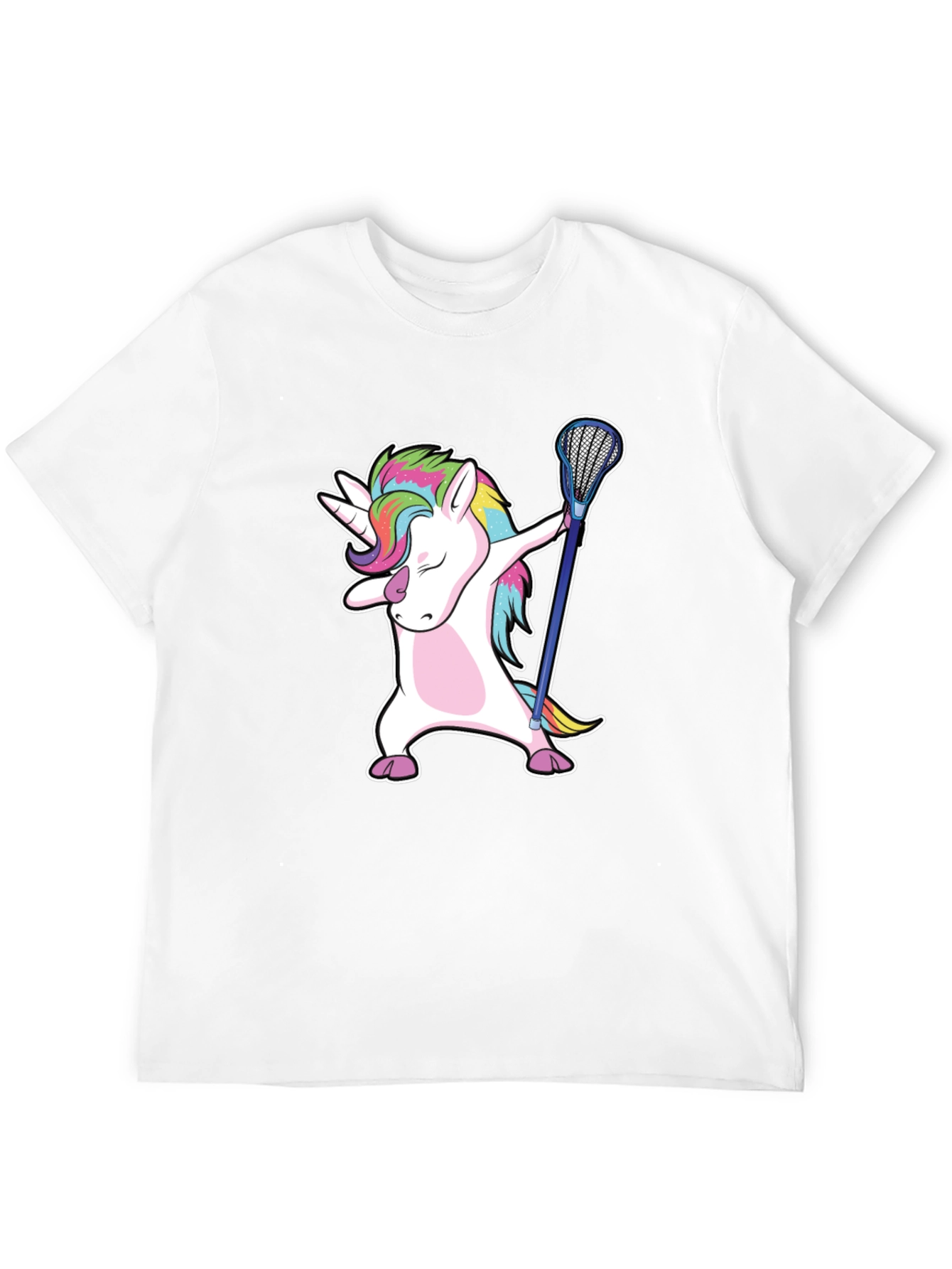 Black Unicorn Dabbing with Lacrosse Stick T-Shirt view 12