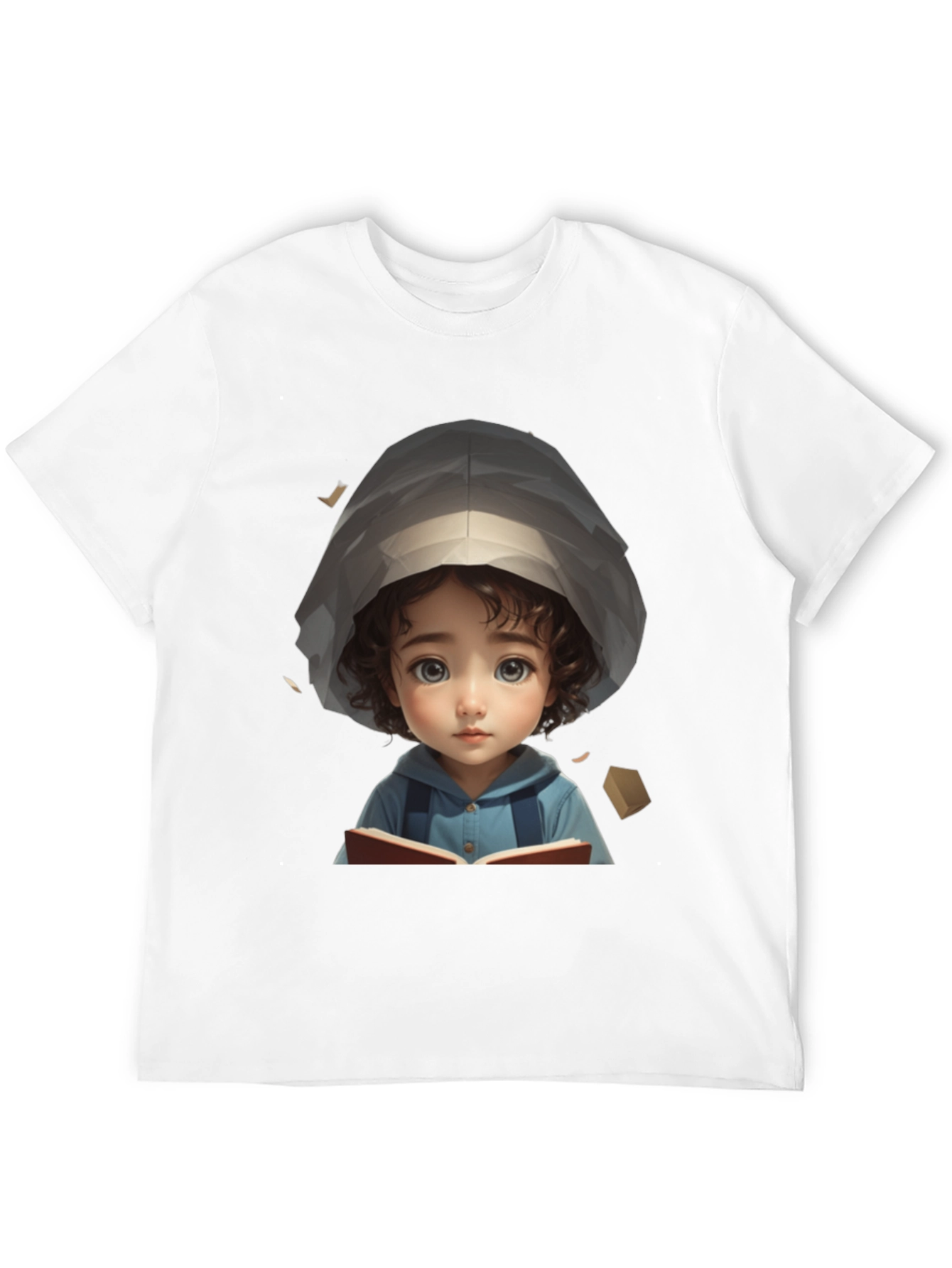 Black Cute Cartoon Girl Reading Book Black T-Shirt view 12