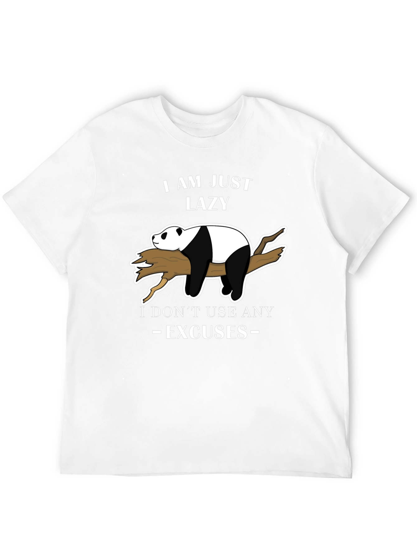 Black Lazy Panda T-Shirt - No Excuses Funny Graphic Tee view 12