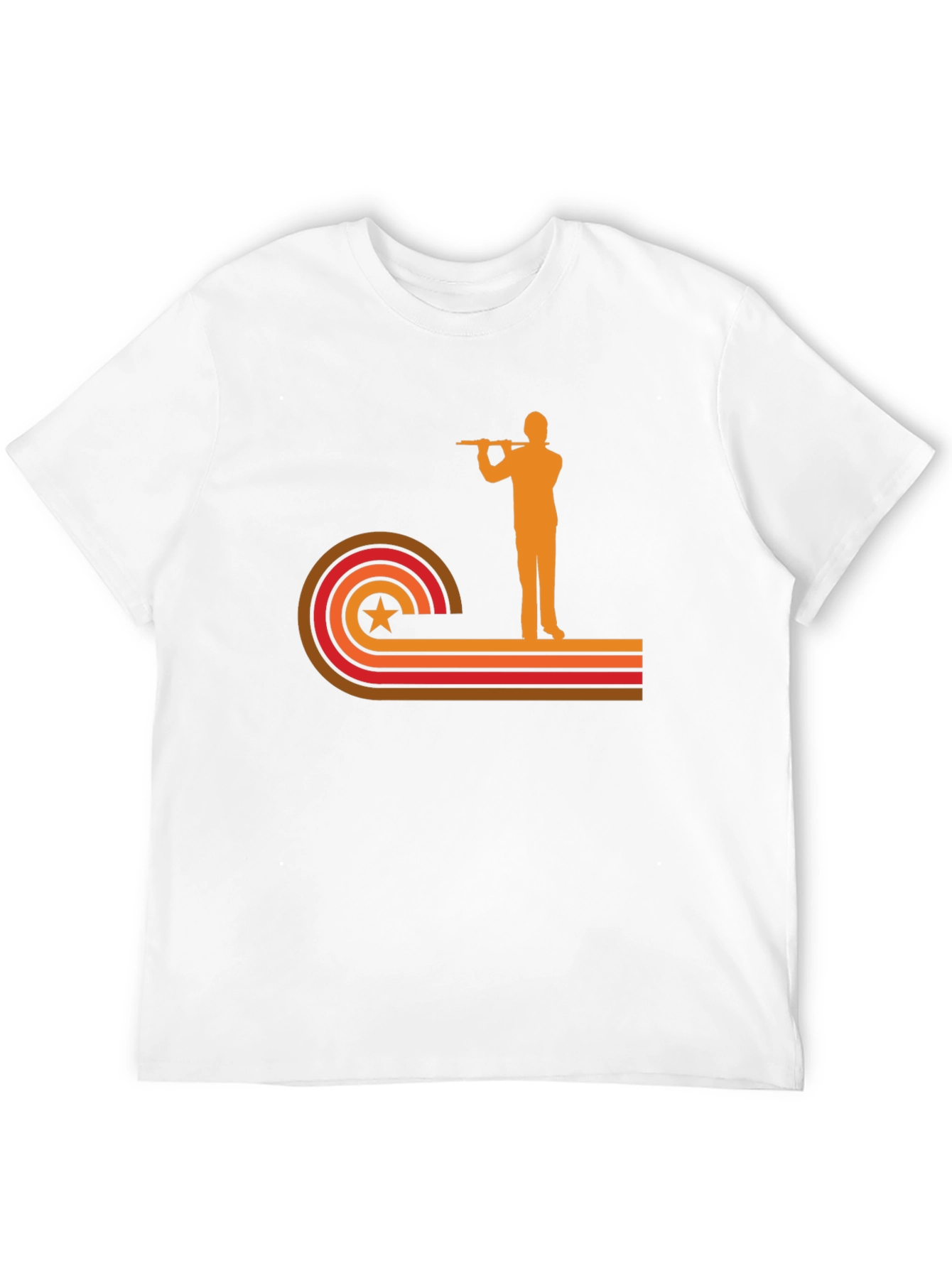 Black Retro Flute Player Graphic Tee view 12