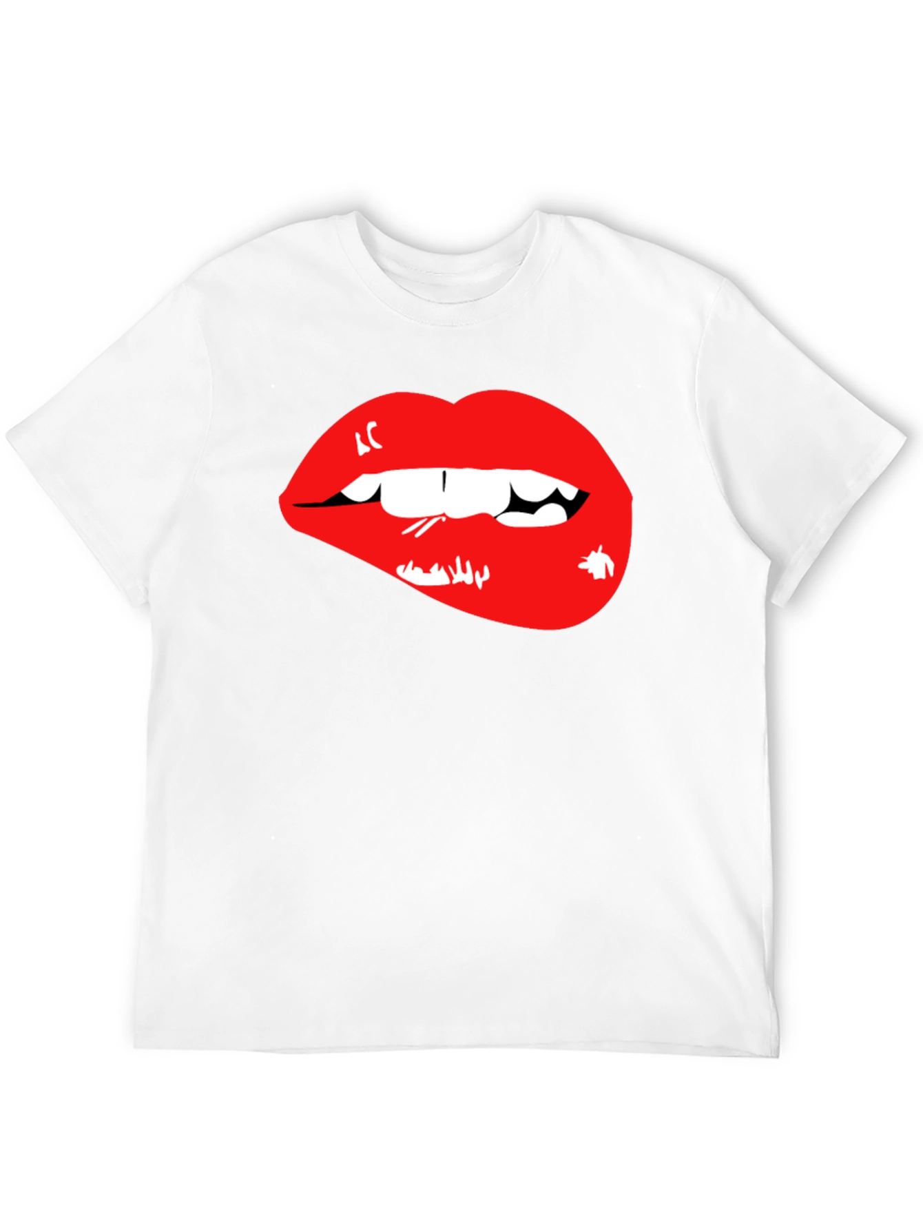 Black Red Lips Graphic Black T-Shirt view 12