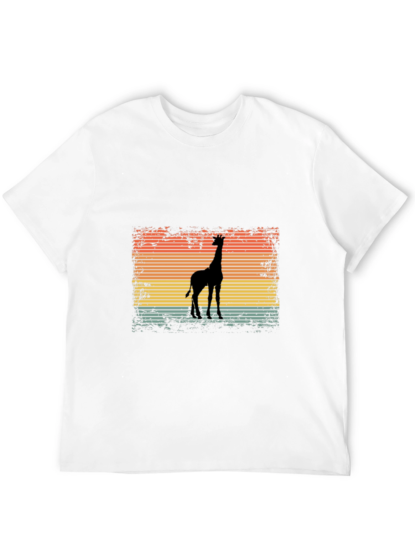 Black Retro Giraffe Sunset Graphic T-Shirt view 12