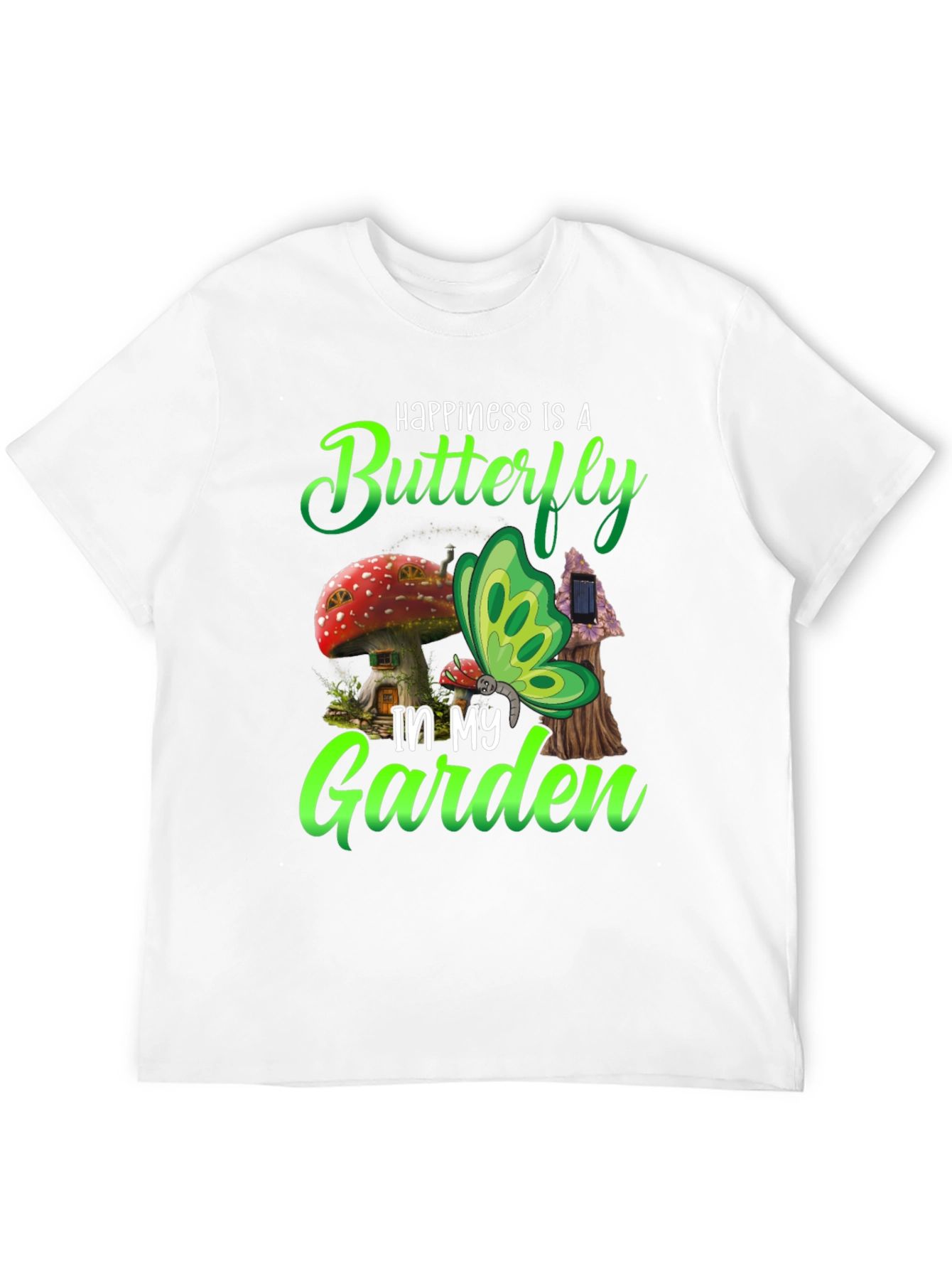 Black Happiness Butterfly Garden Black T-Shirt view 12