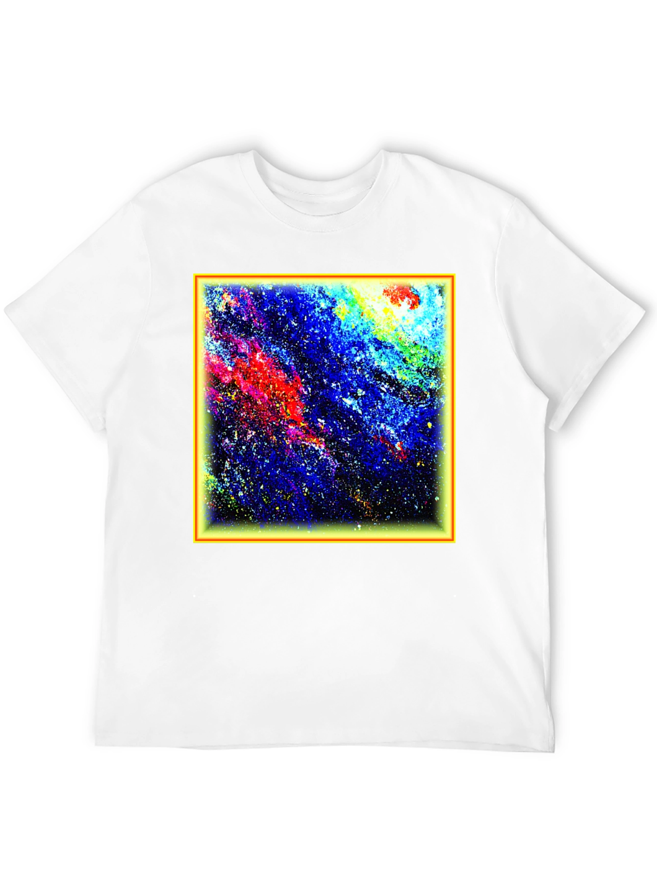 Black Abstract Art T-Shirt - Colorful Galaxy Design view 12