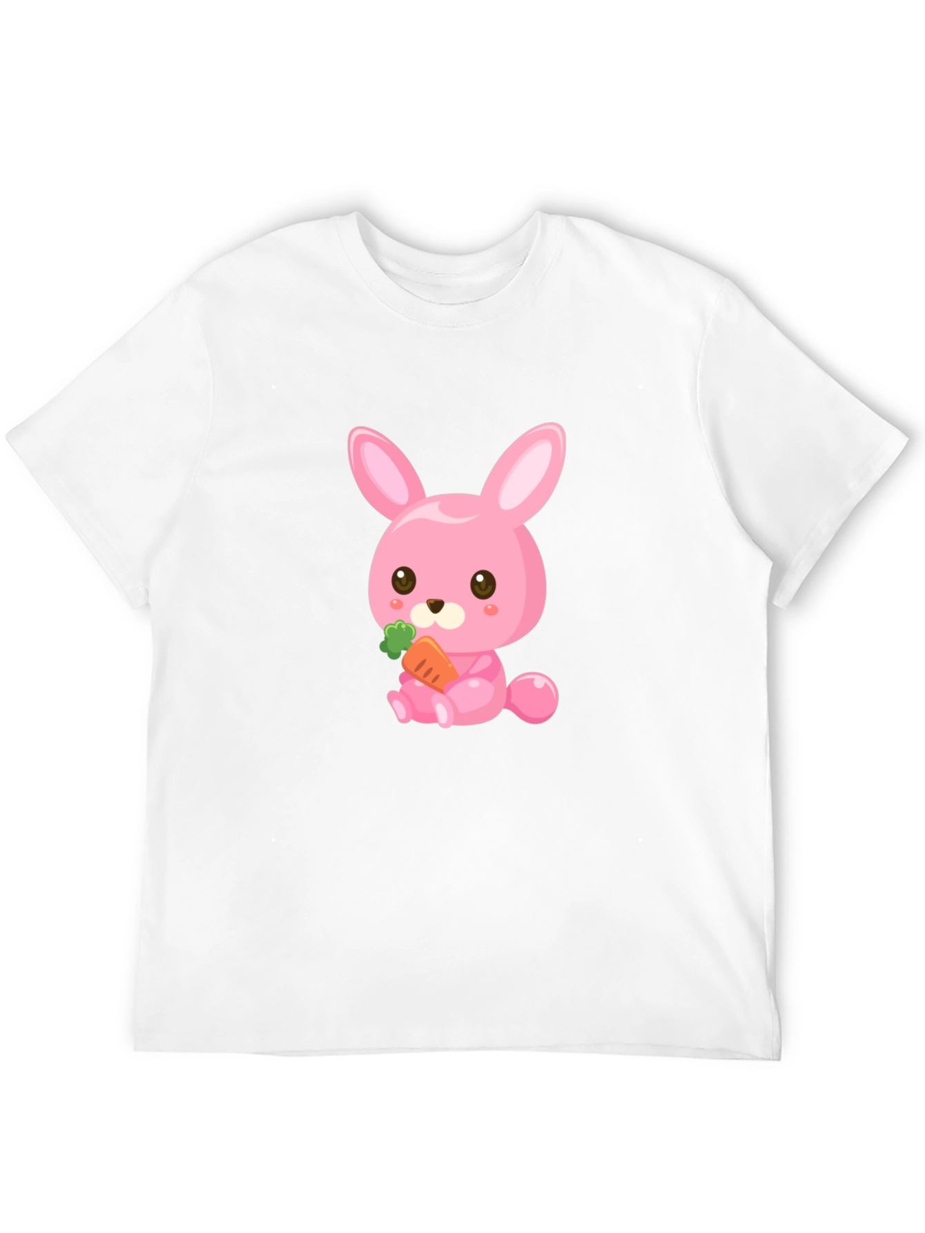 Black Cute Pink Bunny with Carrot Graphic Tee view 12