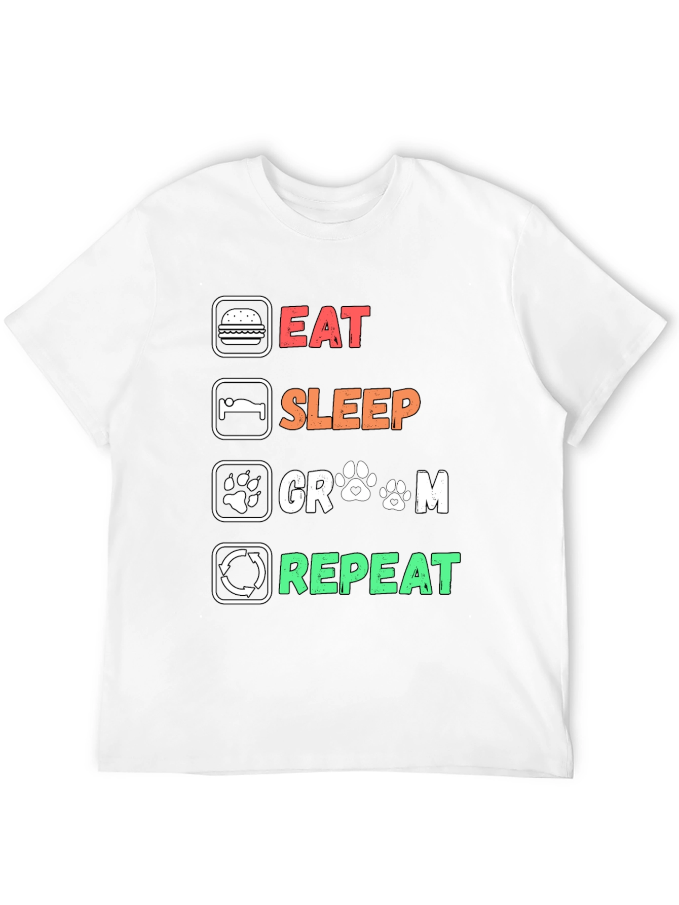Black Eat Sleep Groom Repeat T-Shirt - Dog Grooming Lover Tee view 12