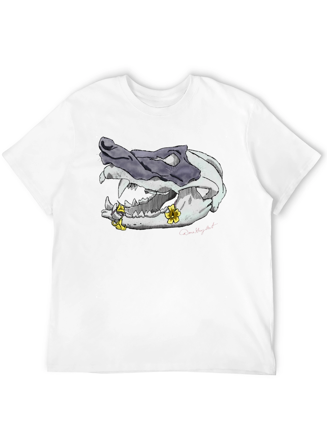 Black Skull and Flowers Graphic Tee - Unique Design view 12