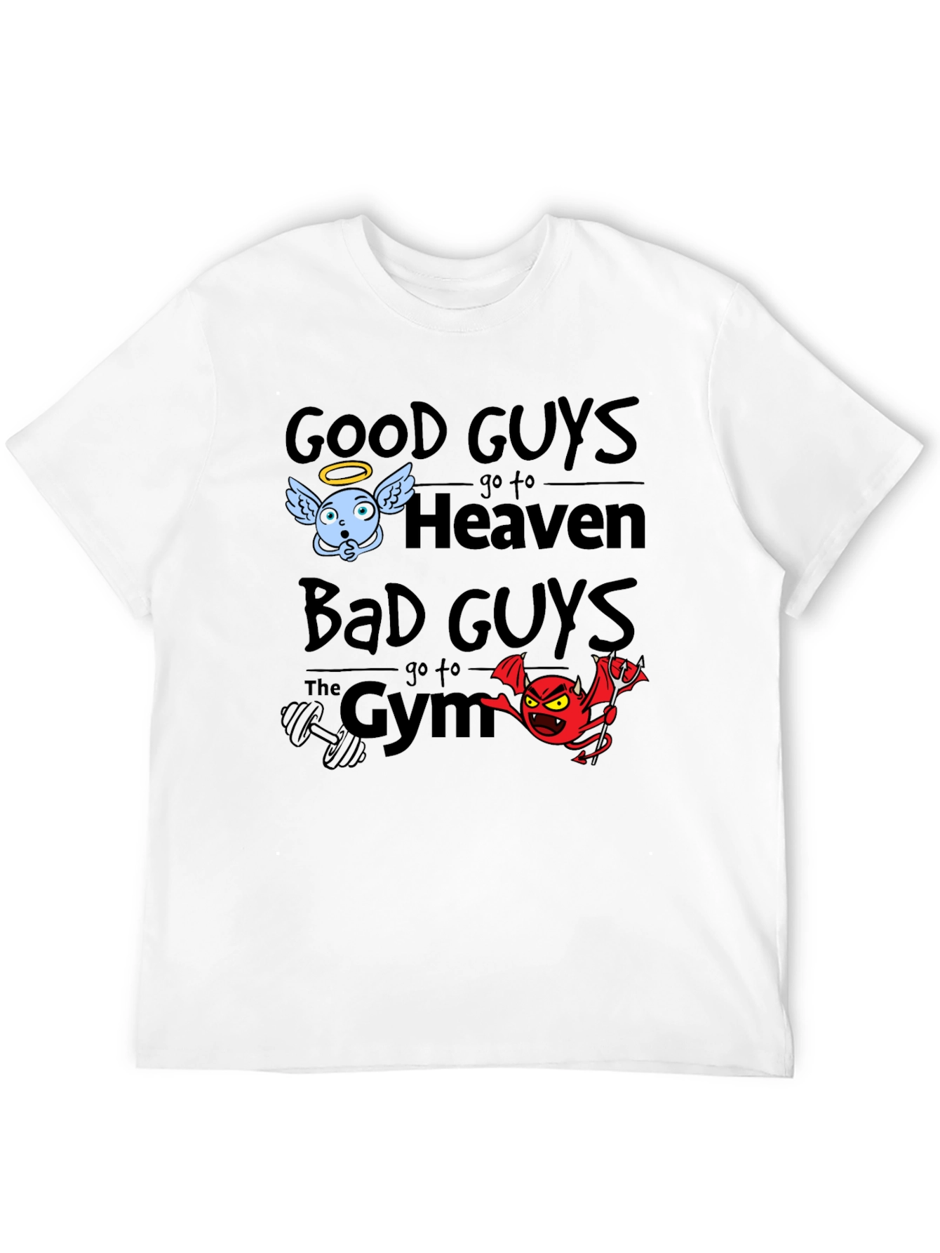 Black Good Guys Heaven Bad Guys Gym Graphic T-Shirt view 12