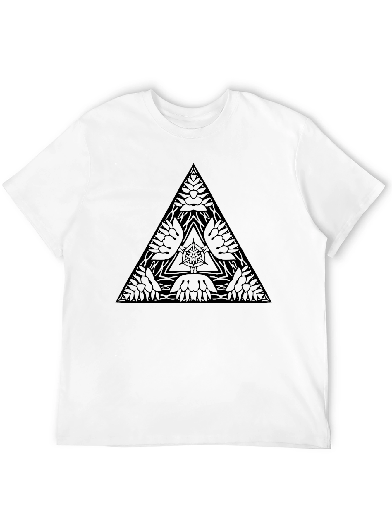 Black Geometric Triangle Graphic Tee - Black view 12