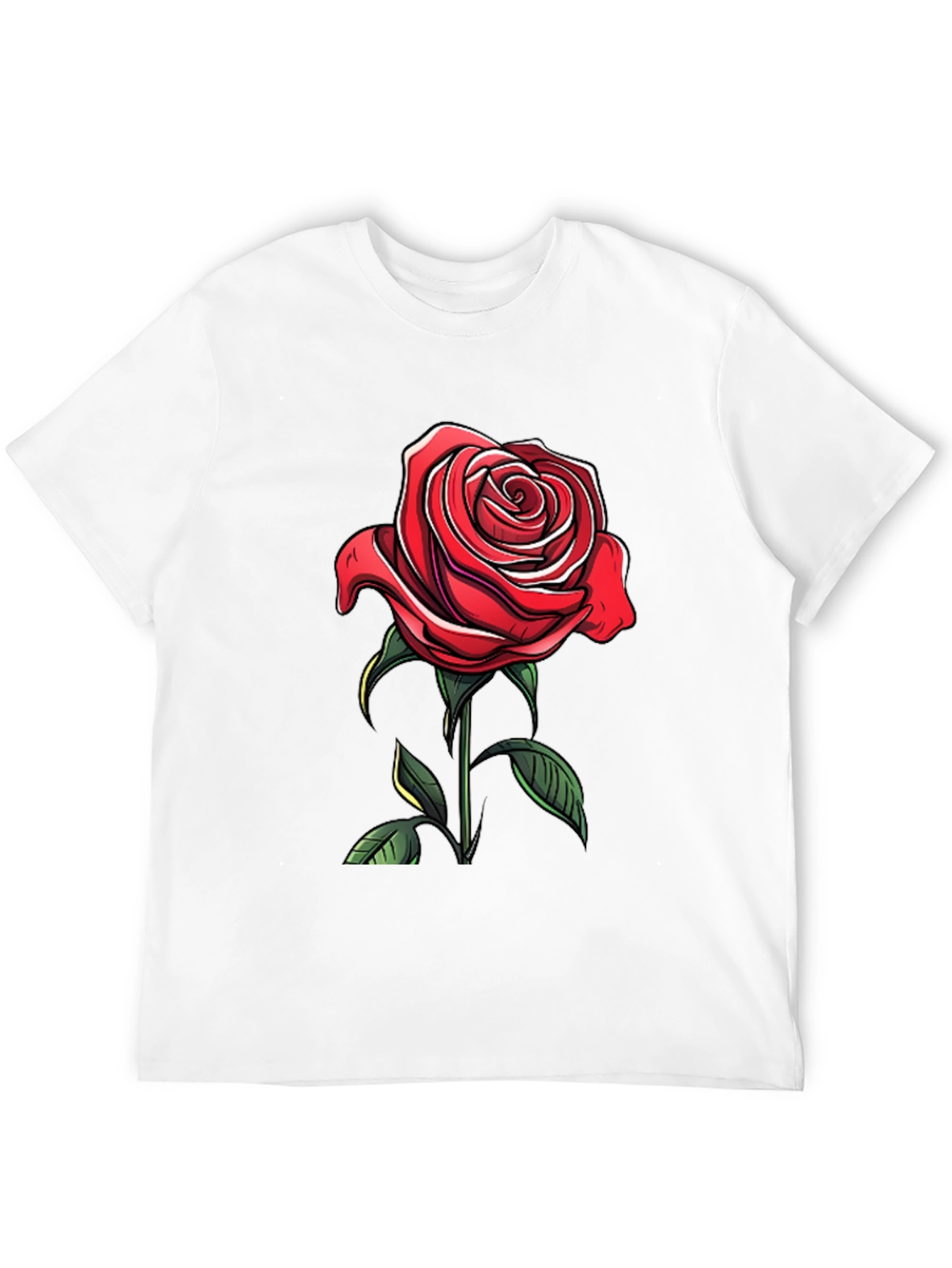 Black Red Rose Graphic Tee - Elegant Floral Design view 12