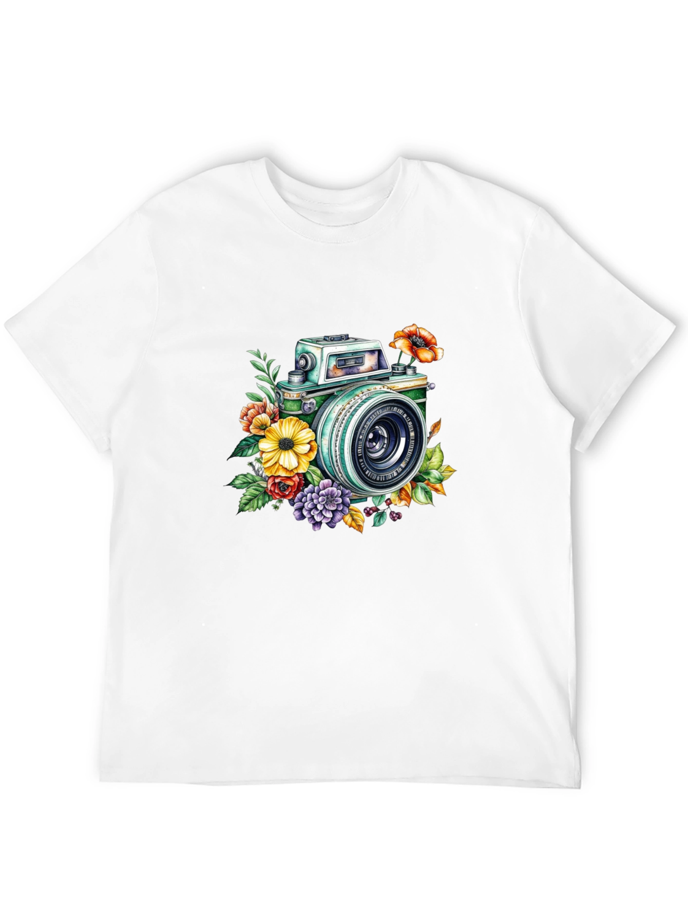 Black Floral Camera Graphic Tee - Vintage Style view 12