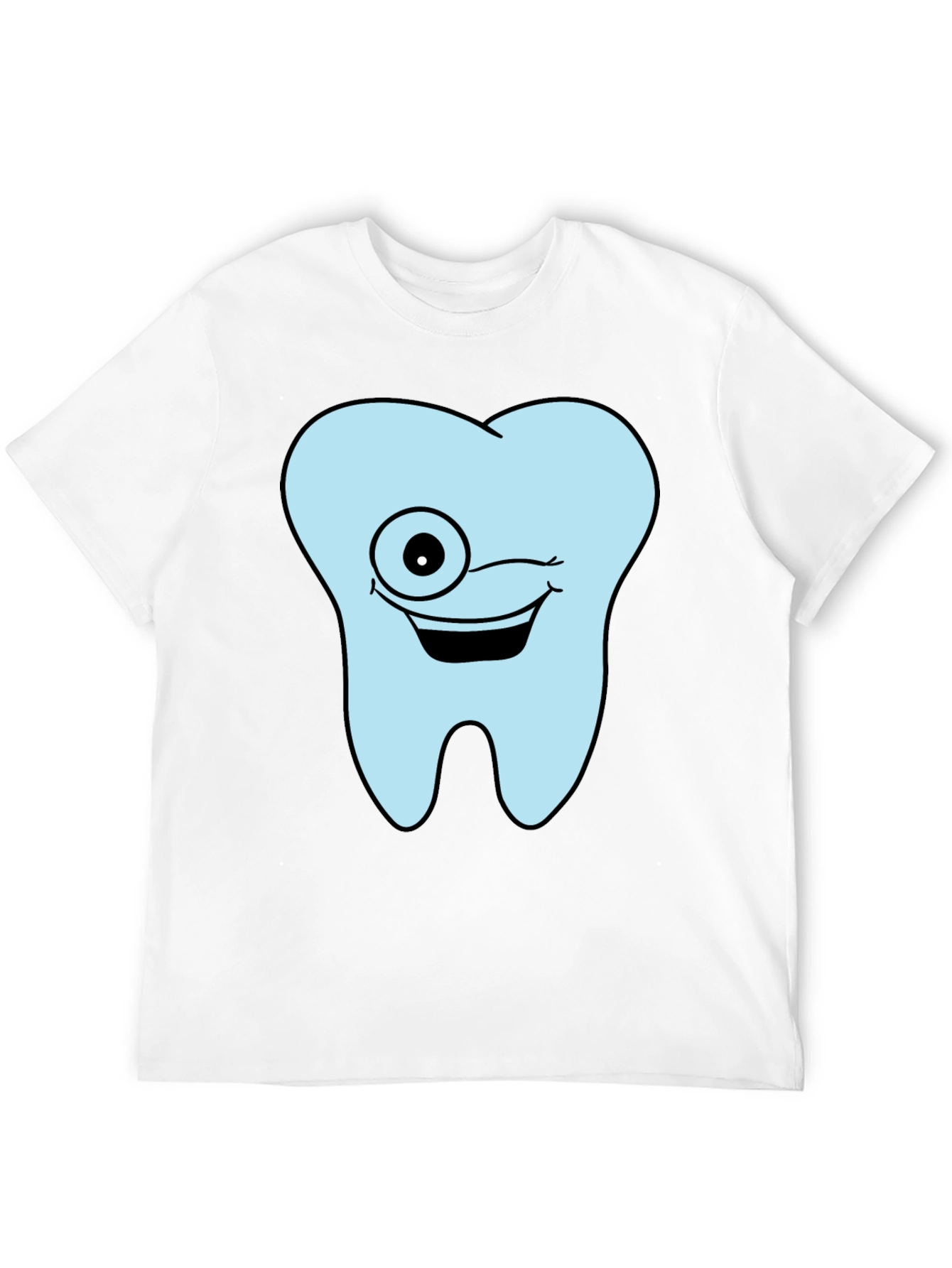 Black Winking Tooth Graphic T-Shirt - Black Cotton Tee view 12