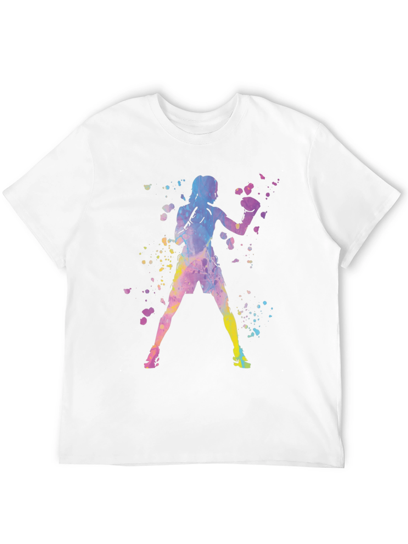 Black Watercolor Boxer Graphic Tee - Unisex Black T-Shirt view 12