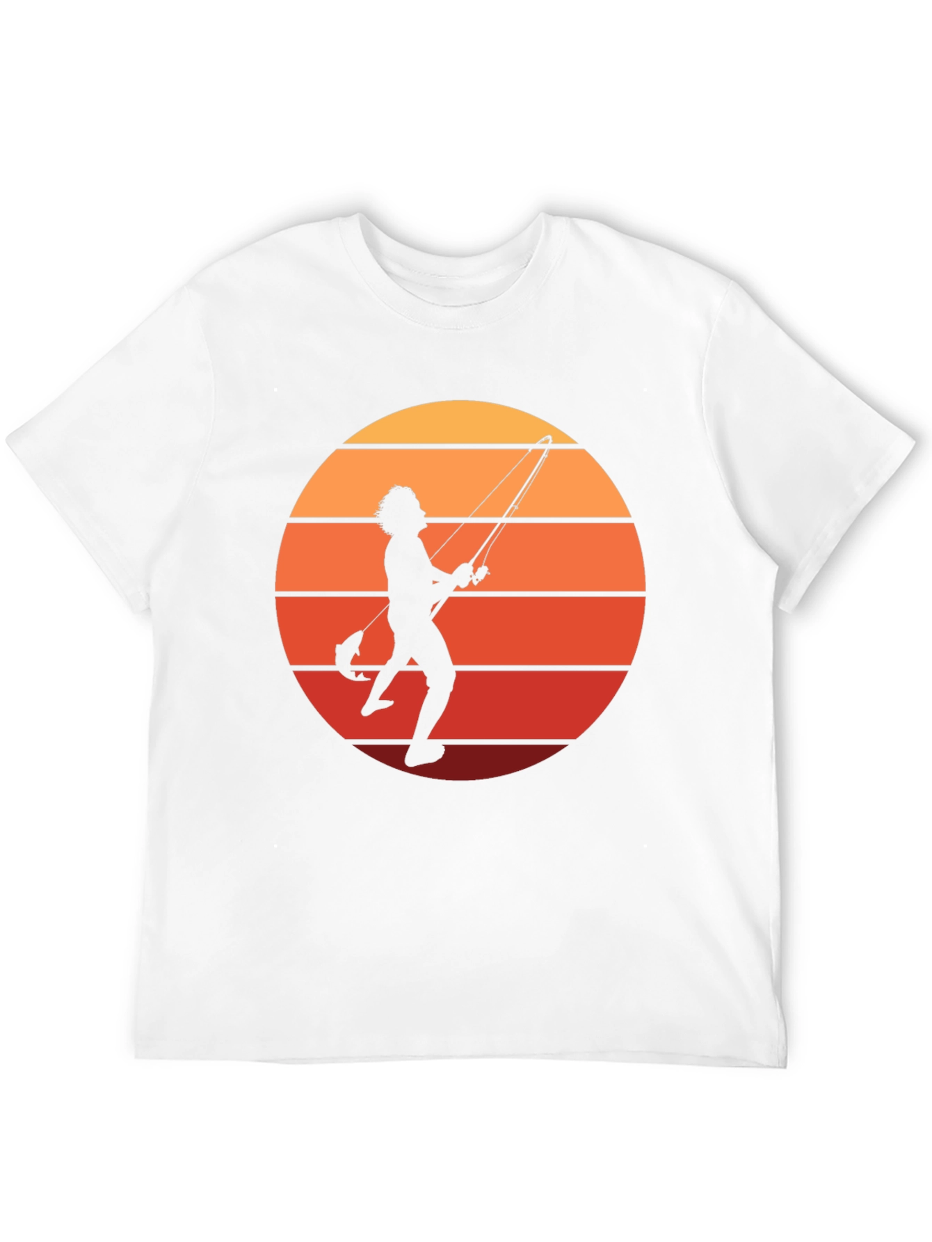 Black Retro Fishing T-Shirt - Sunset Silhouette view 12