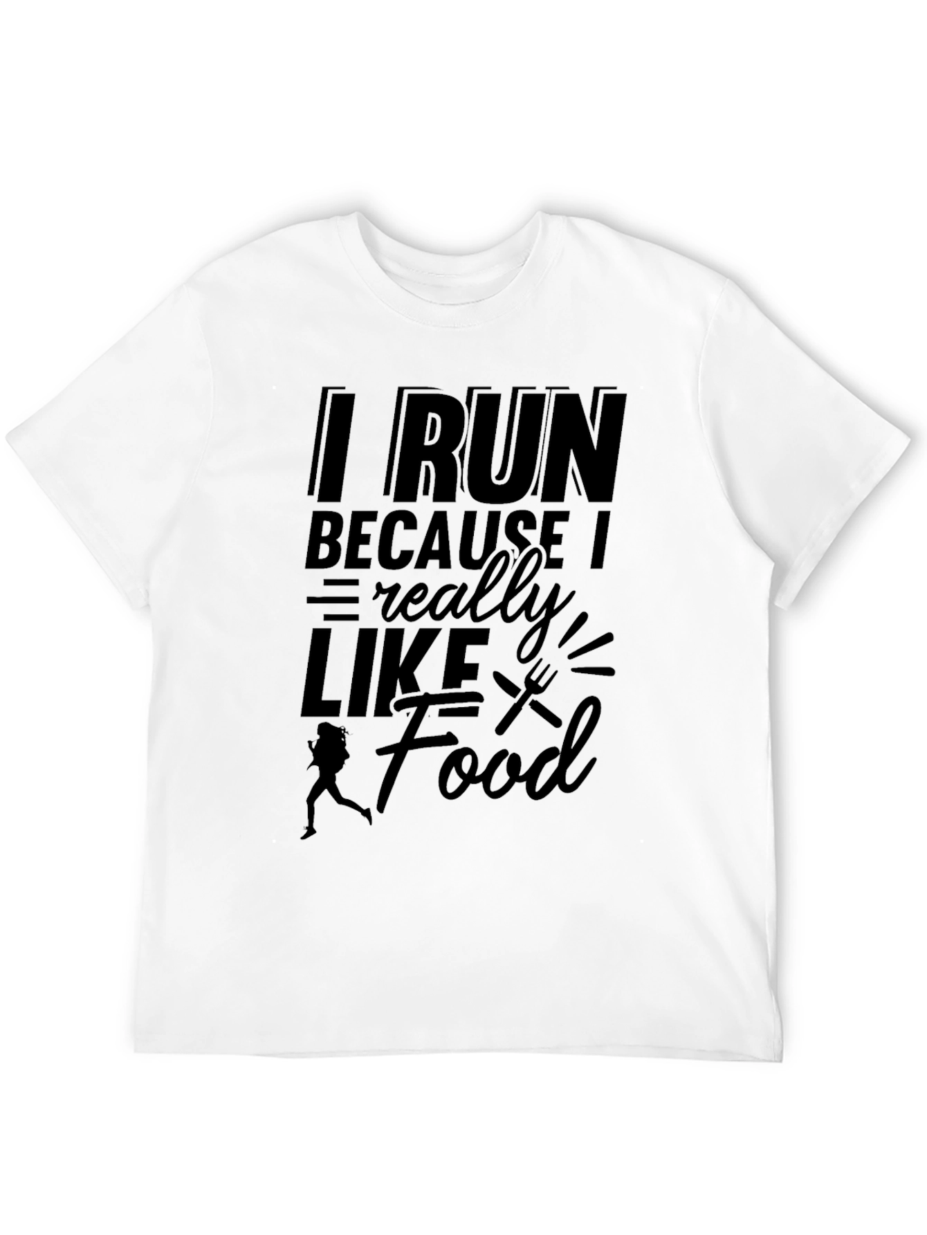 Black I Run Because I Like Food Graphic Tee view 12
