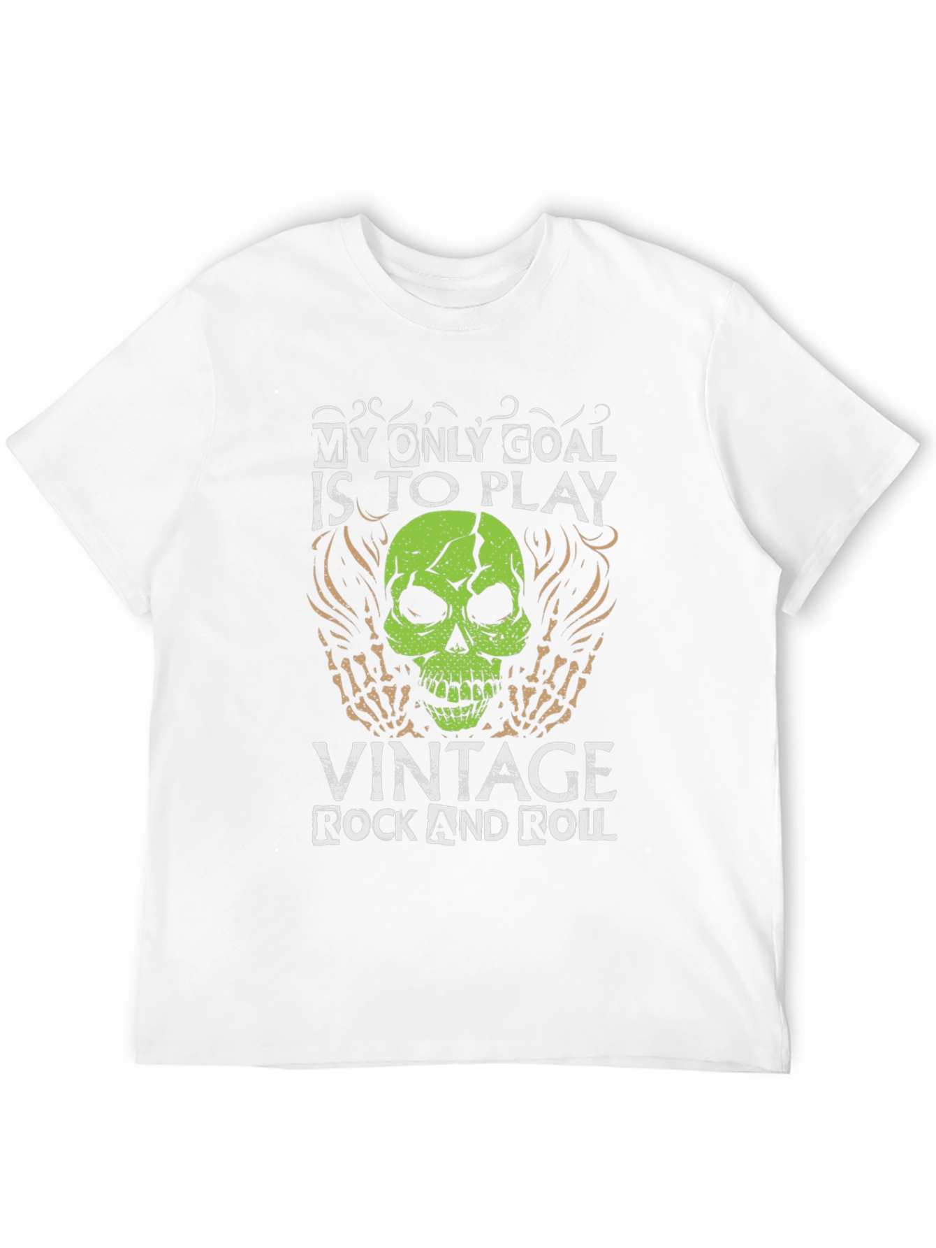 Black Vintage Rock & Roll Skull Graphic Tee view 12