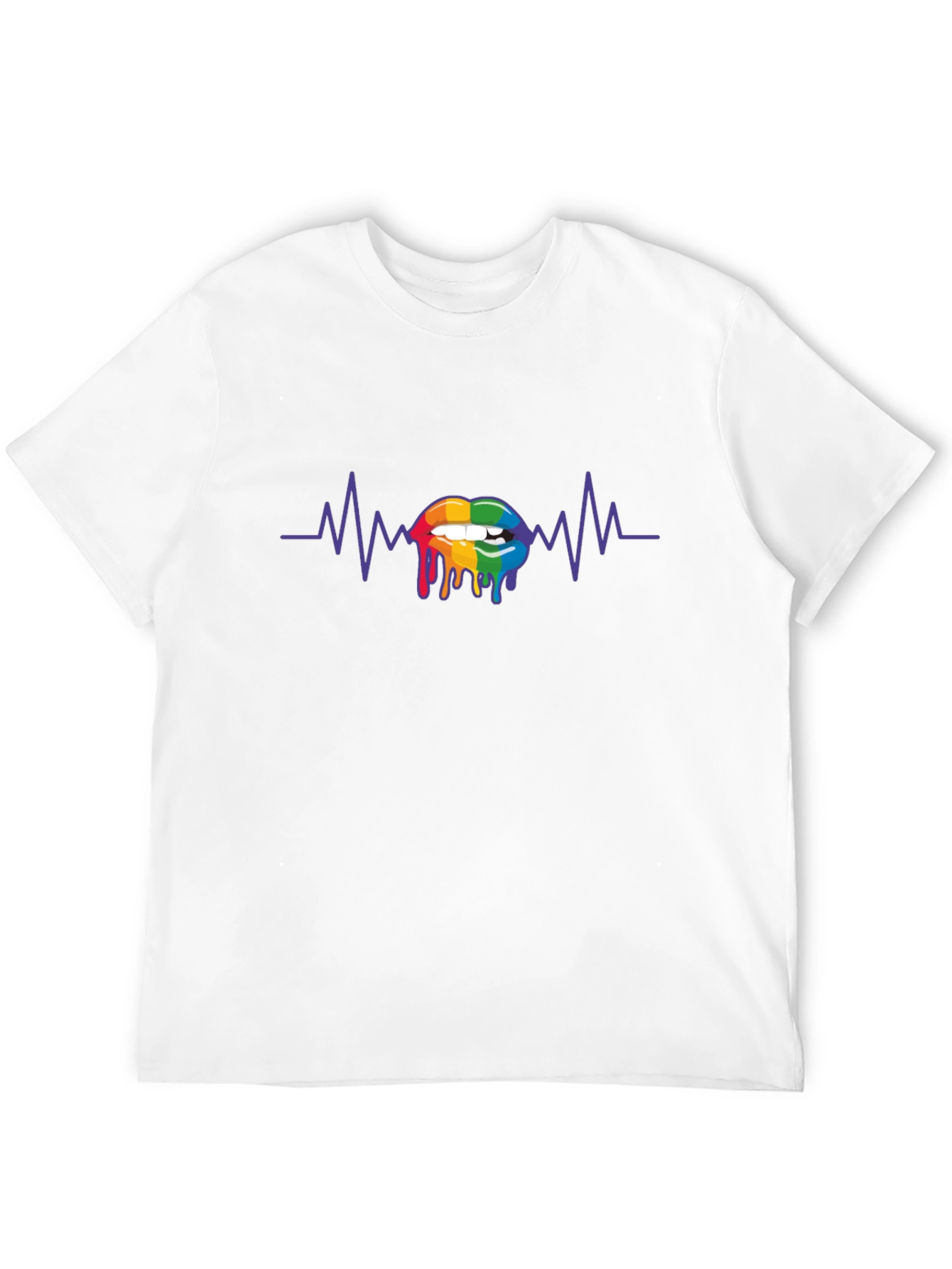 Black Rainbow Lips Heartbeat Graphic Tee view 12
