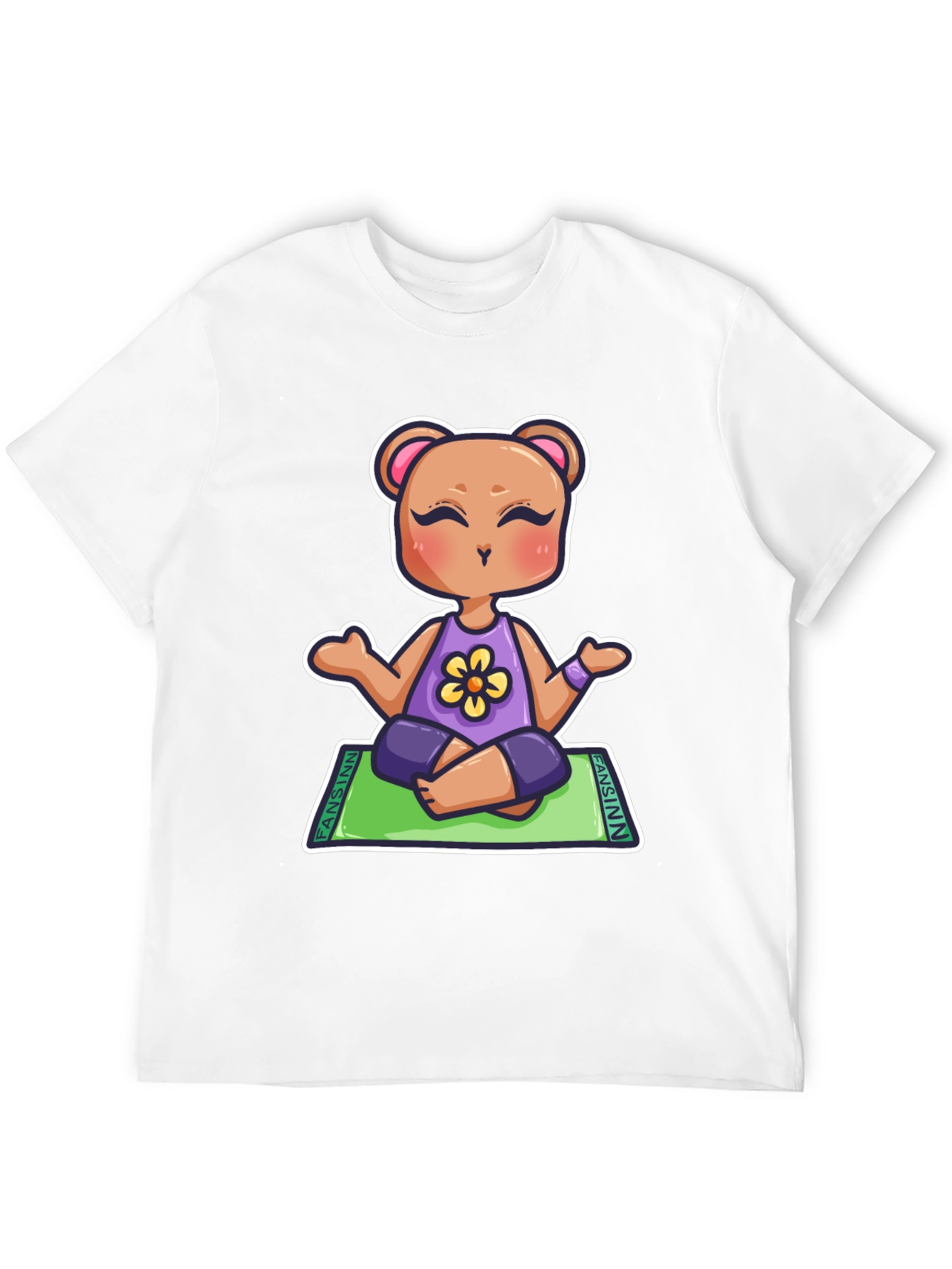 Black Yoga Bear Cartoon T-Shirt view 12