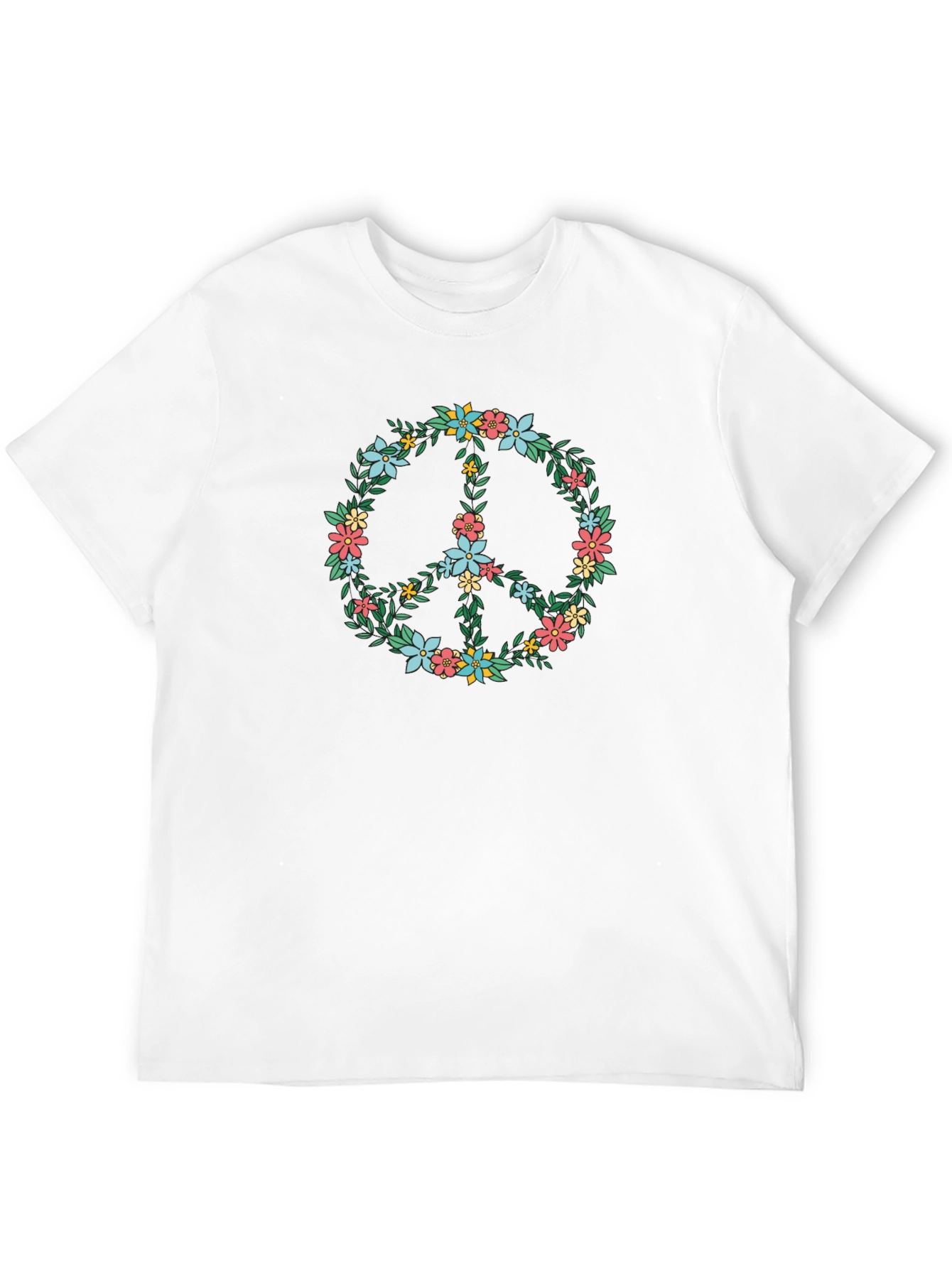 Black Floral Peace Sign Graphic T-Shirt view 12