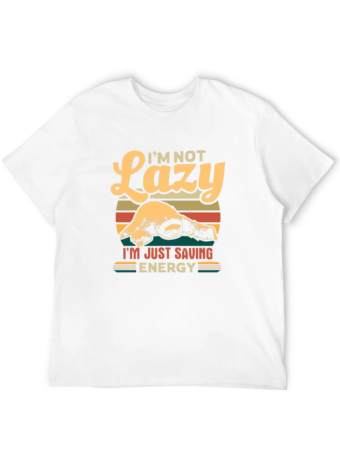 Black Lazy Sloth Energy Saving Graphic T-Shirt view 12